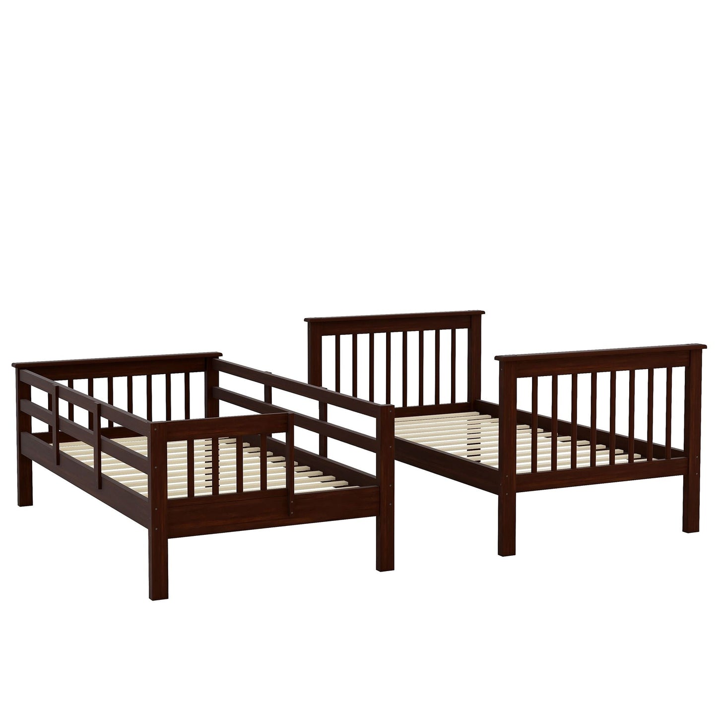 Staircase Storage Twin Over Twin Wood Bunk Bed, Espresso | Just Better Bunk Beds