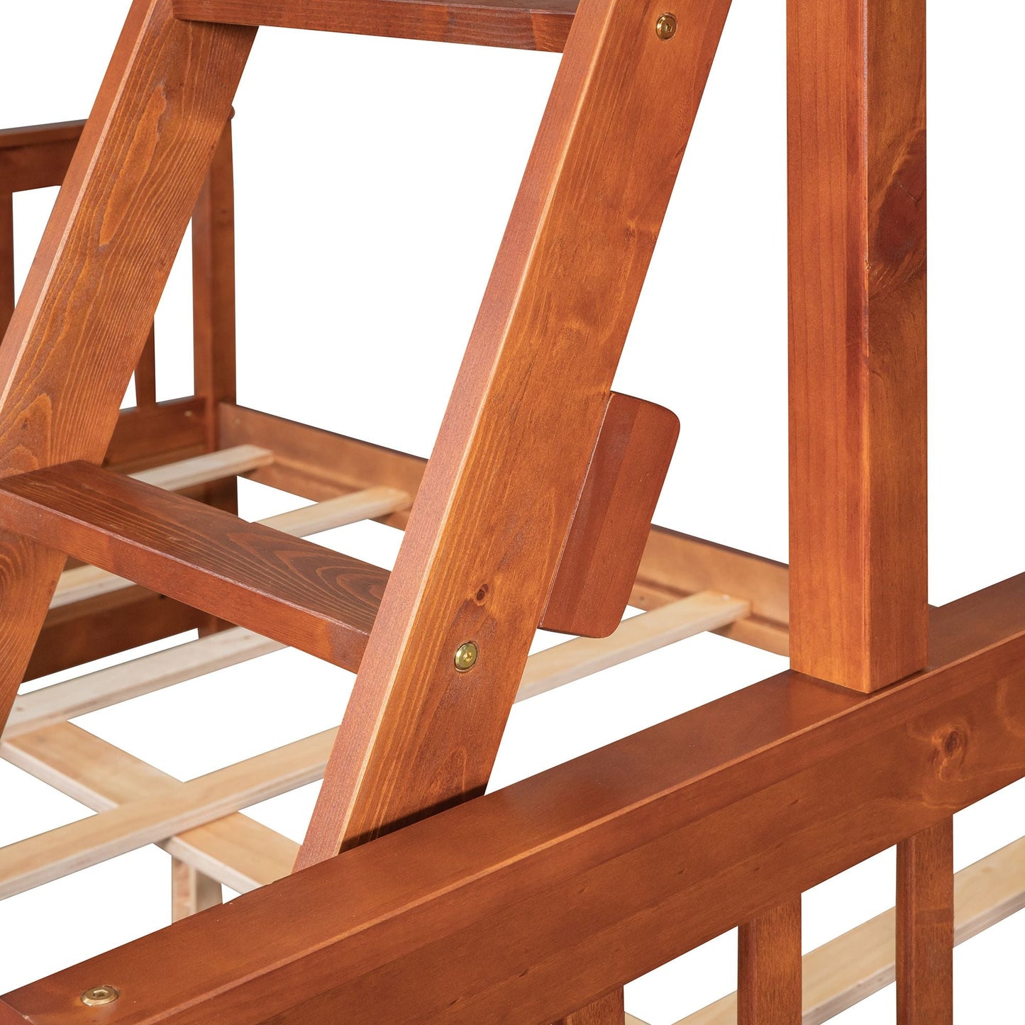 Space-Saving Twin Over Full Wood Bunk Bed with Ladders and Storage Drawers, Walnut | Just Better Bunk Beds