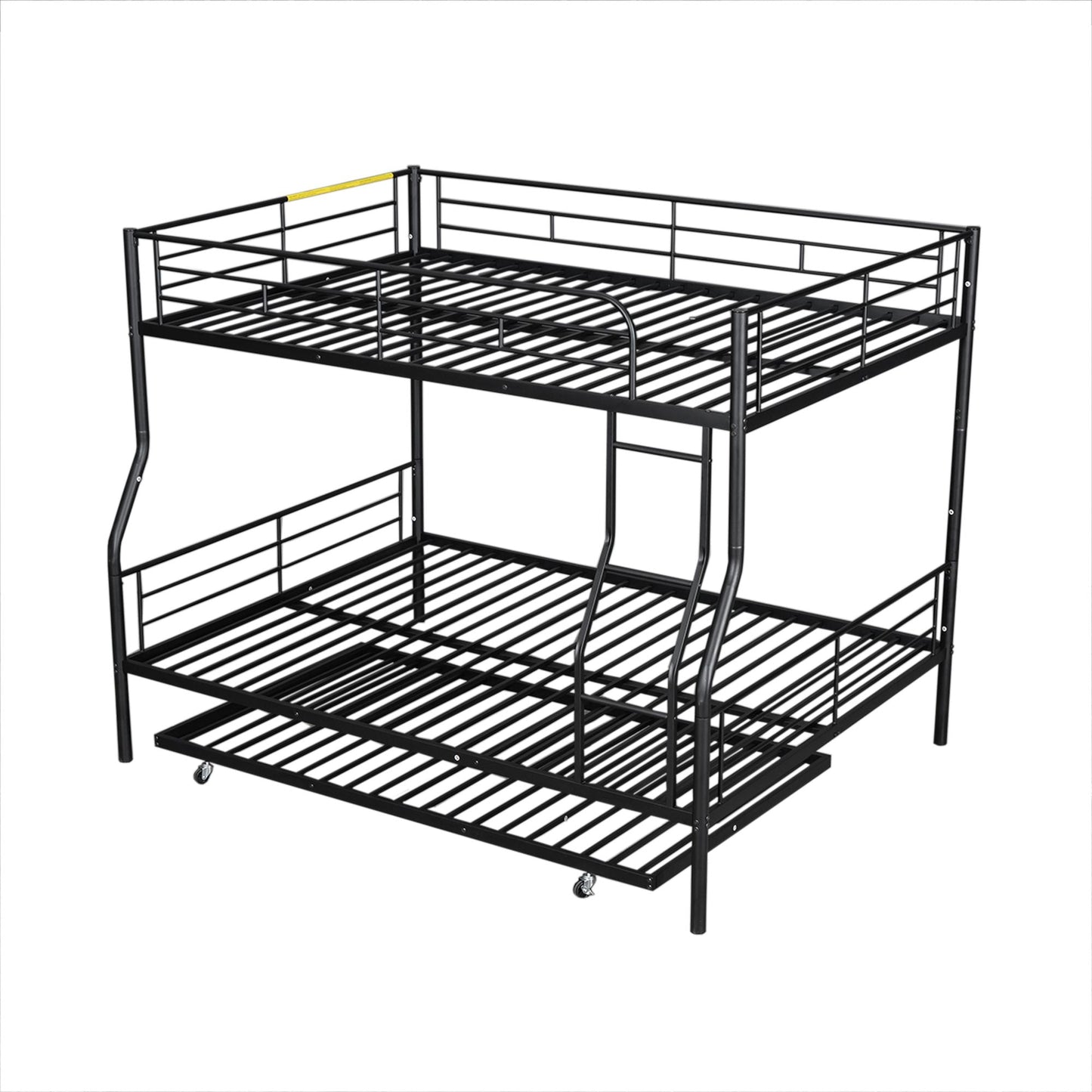 Space-Saving Full XL Over Queen Metal Bunk Bed with Trundle, Black | Just Better Bunk Beds