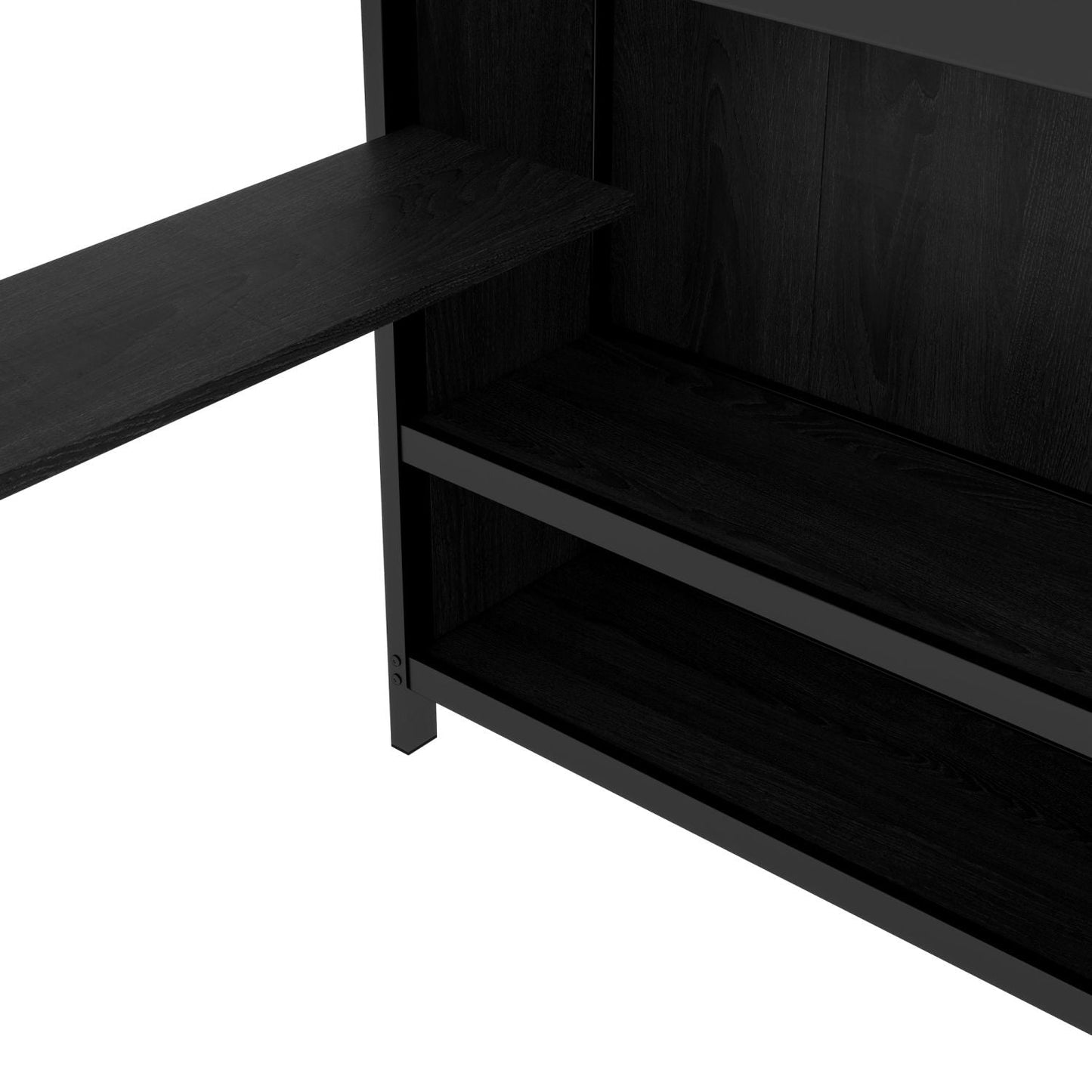 Space-Saving Full XL Over Twin Metal Bunk Bed with Folding Desk and LED Closet, Black | Just Better Bunk Beds
