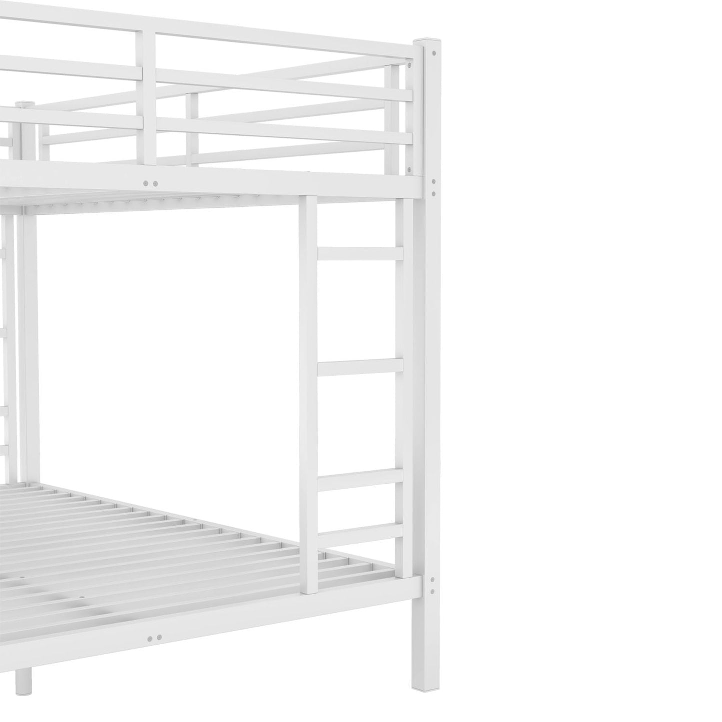 Heavy-Duty Queen Over Queen Metal Bunk Bed for Teens and Adults, Space-Saving, Noise Reduced, No Box Spring Needed, White | Just Better Bunk Beds