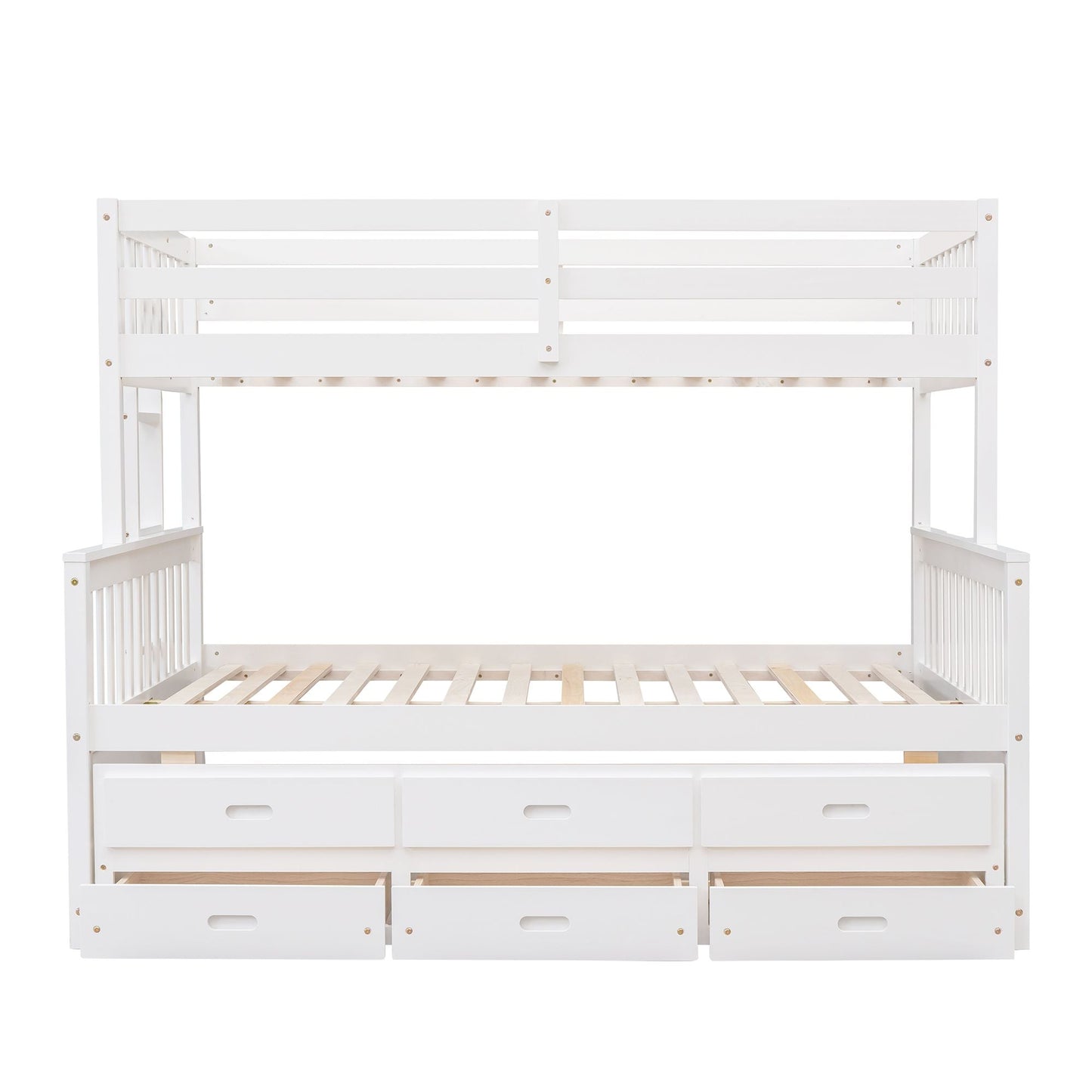 Versatile Twin Over Full Wood Bunk Bed, White with Trundle and Drawers | Just Better Bunk Beds