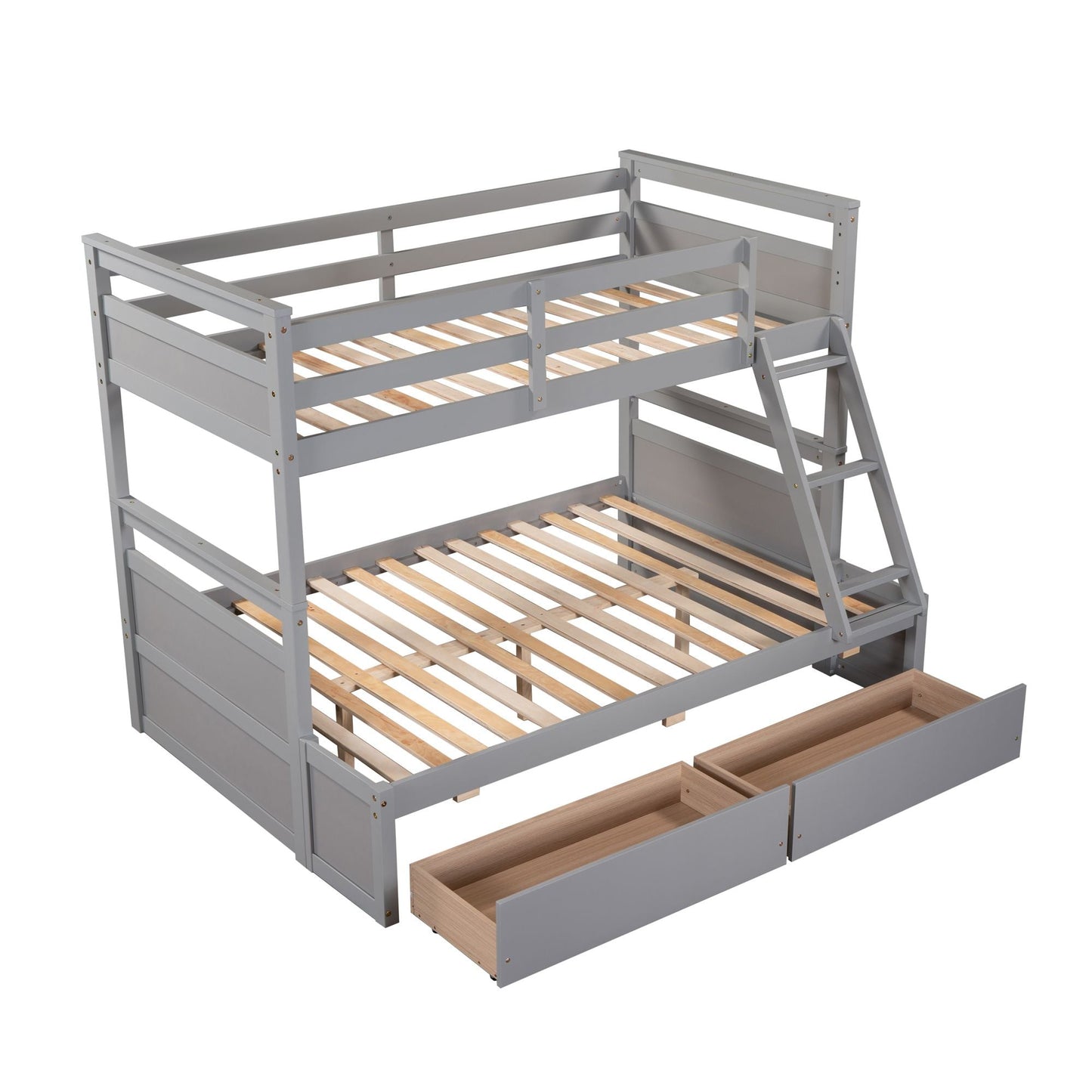 Space-Saving Twin Over Full Wood Bunk Bed with Storage, White | Just Better Bunk Beds