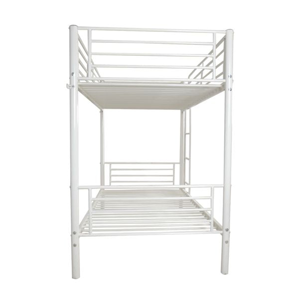Kids Bedroom Twin Metal Bunk Bed with Ladder, White | Just Better Bunk Beds
