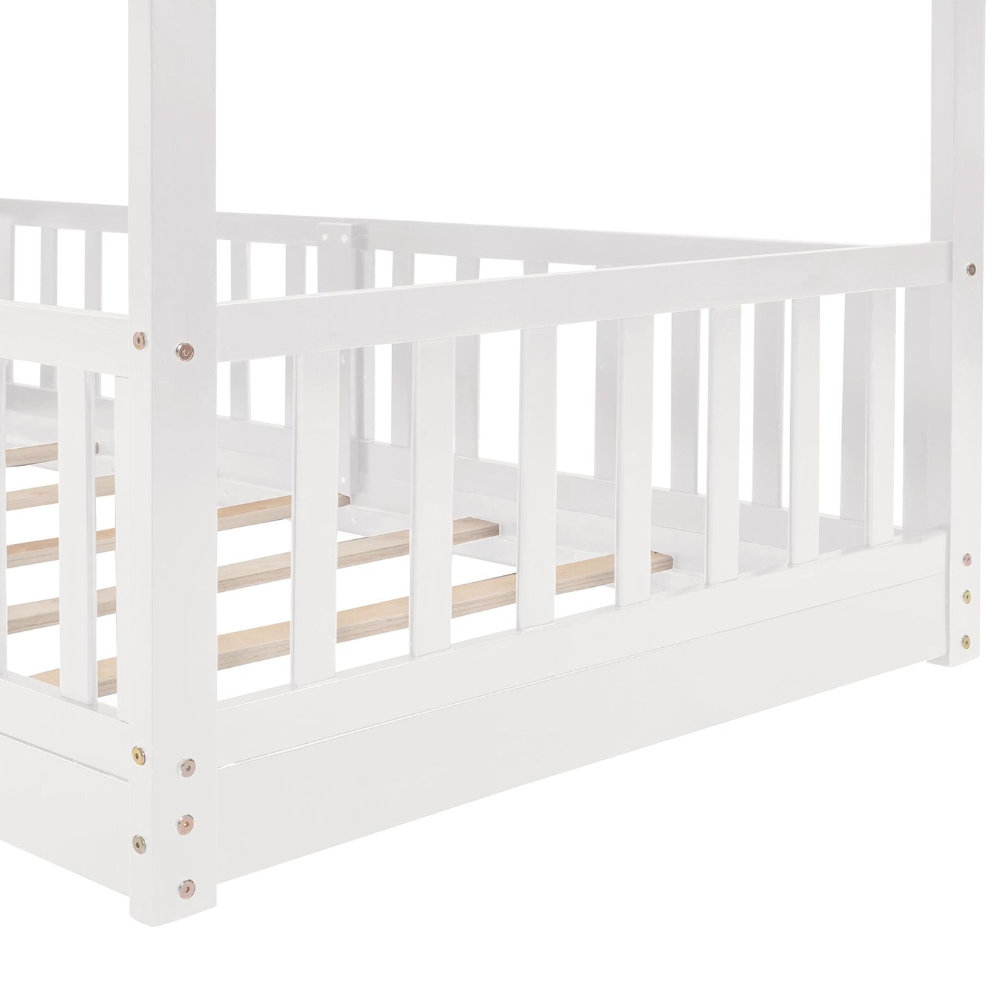 Twin Over Twin Bunk Bed with Slide and Ladder,  White