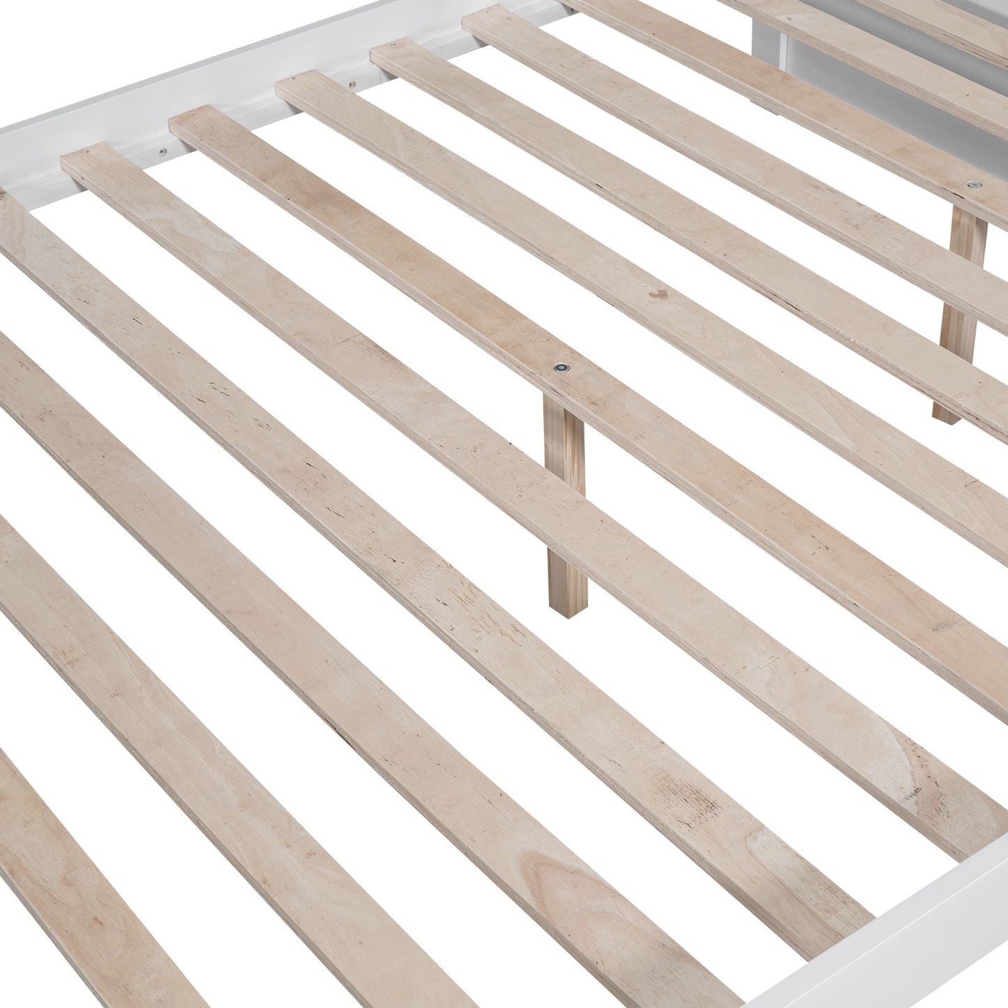 Organized Full Over Full Wood Bunk Bed with 2 Drawers and Multi-Layer Cabinet, White | Just Better Bunk Beds