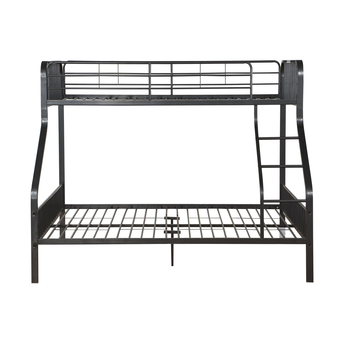 Heavy-Duty Twin XL Over Queen Wood Bunk Bed with Built-In Ladder, Gray | Just Better Bunk Beds