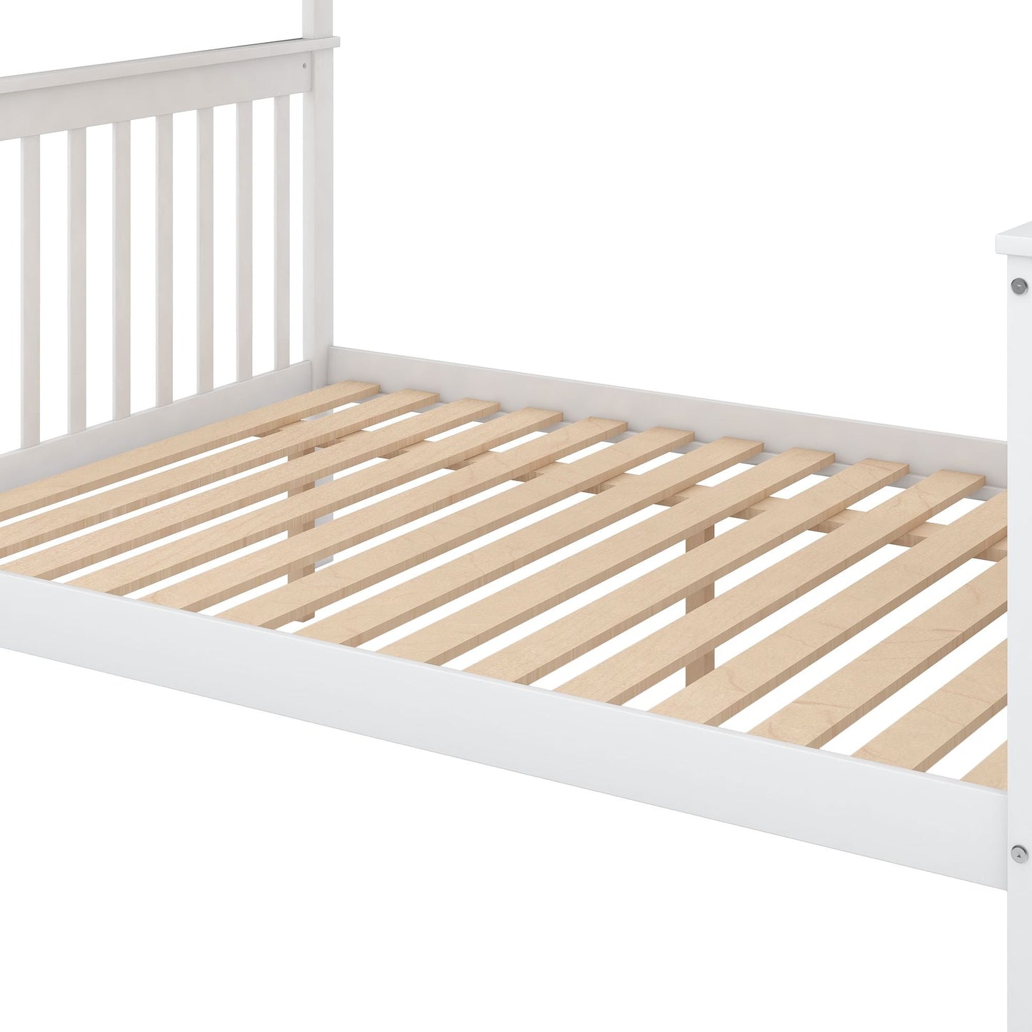 Staircase Storage Twin Over Full Wood Bunk Bed with Storage, White | Just Better Bunk Beds