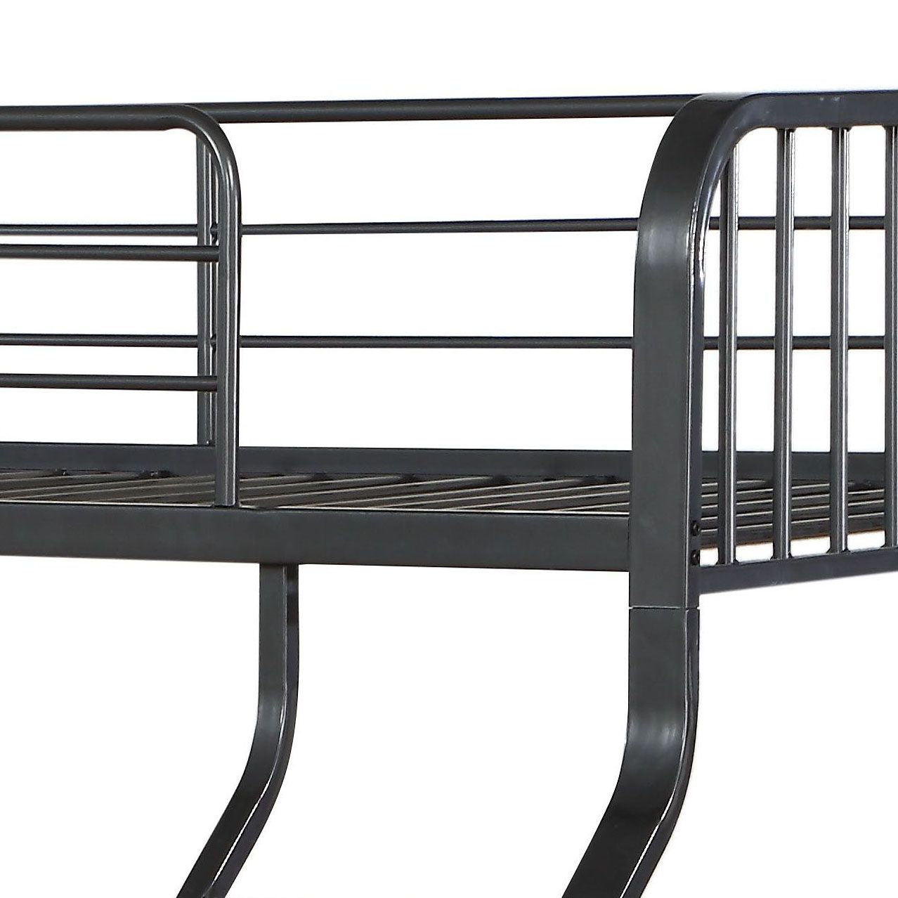 Heavy-Duty Twin XL Over Queen Wood Bunk Bed with Built-In Ladder, Gray | Just Better Bunk Beds