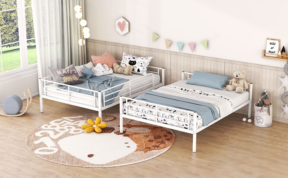 Full Over Full Metal Bunk Bed,  White