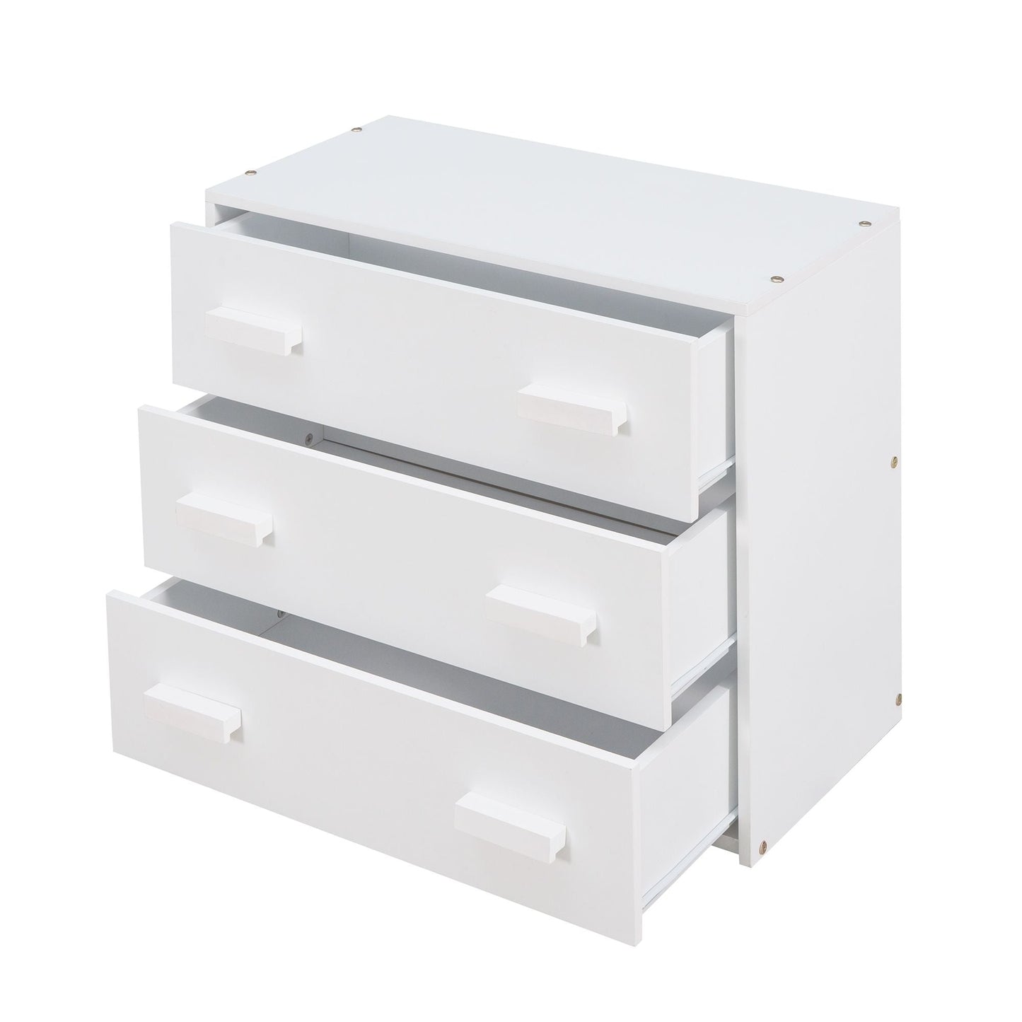 Kids Bedroom Twin Wood Loft Bed with Cabinet and Shelf, White | Just Better Bunk Beds