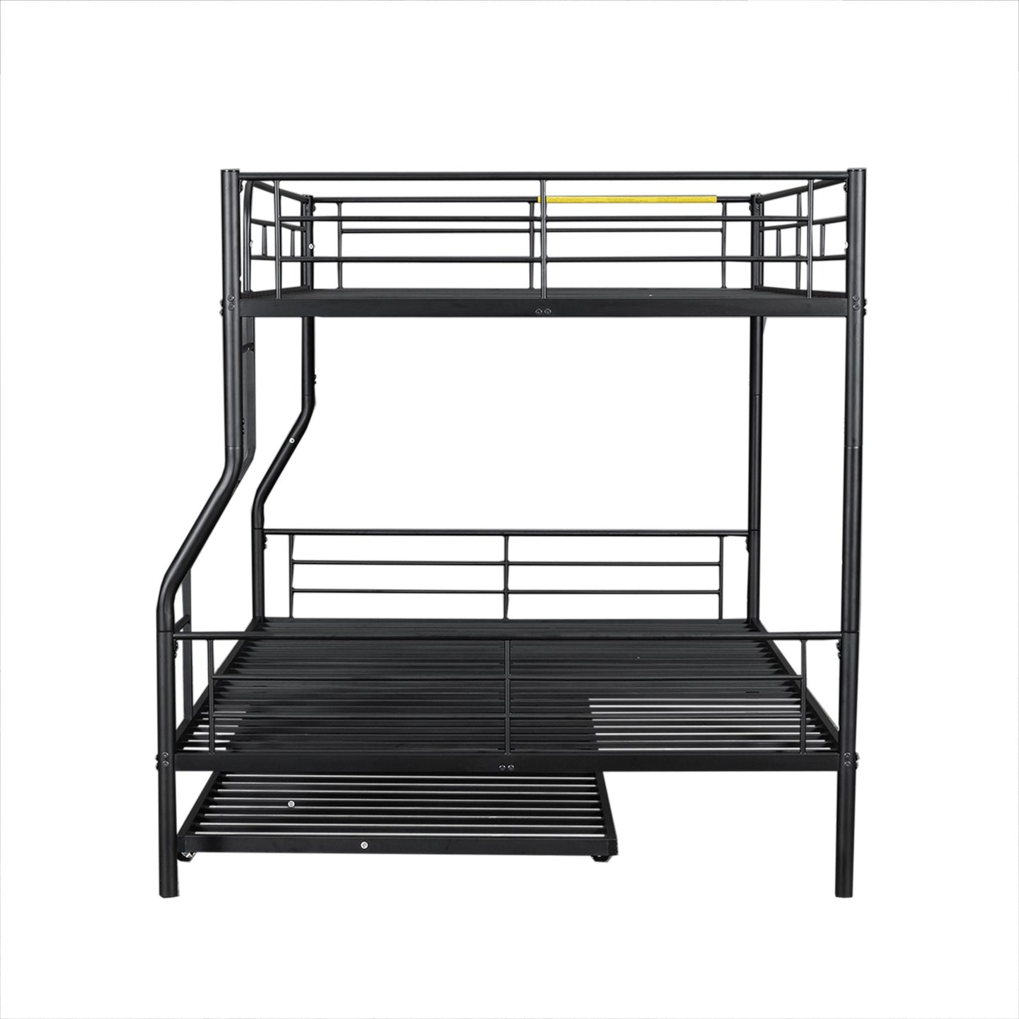 Space-Saving Full XL Over Queen Metal Bunk Bed with Trundle, Black | Just Better Bunk Beds