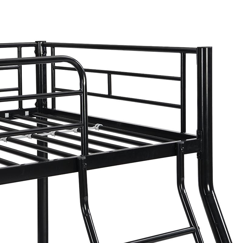 Space-Saving Metal Floor Bunk Bed Twin Over Full, Black | Just Better Bunk Beds