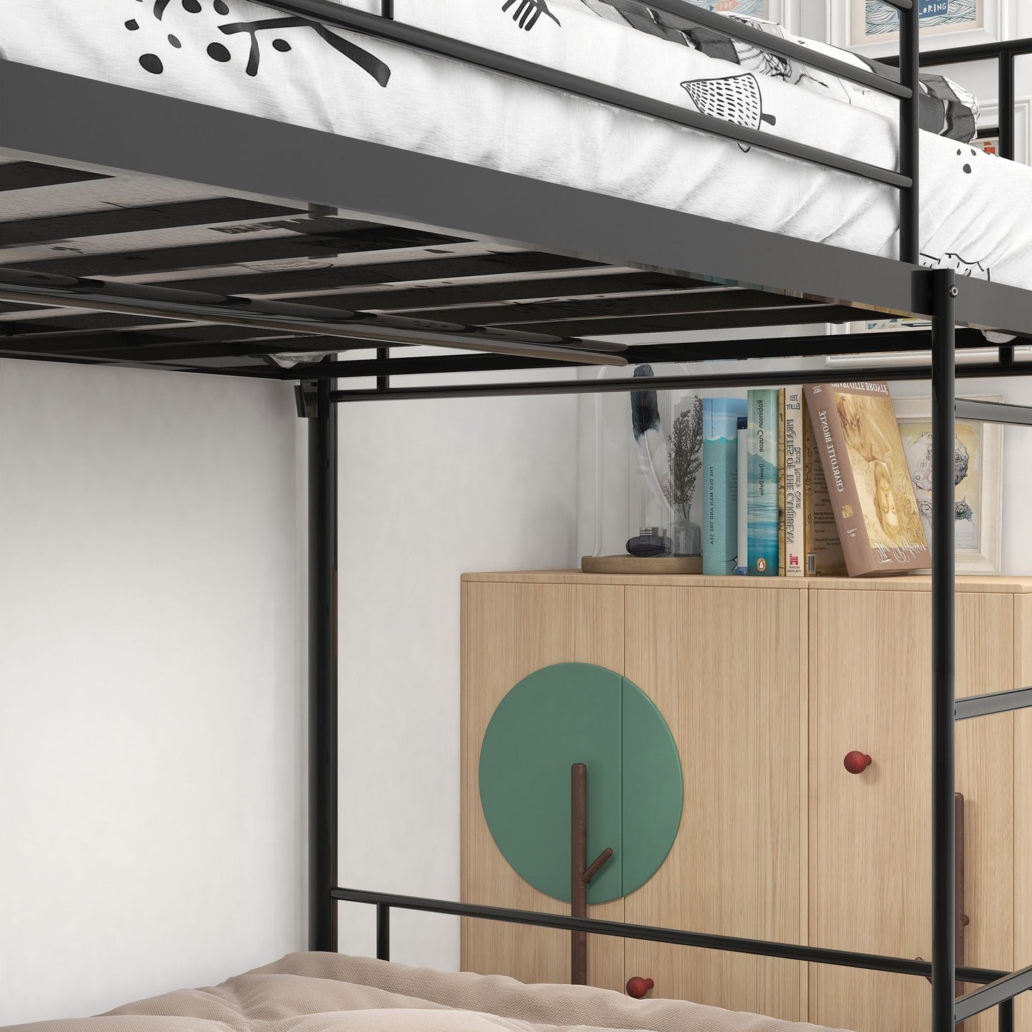 Twin over Twin Bunk Bed,  Metal Frame with Ladder