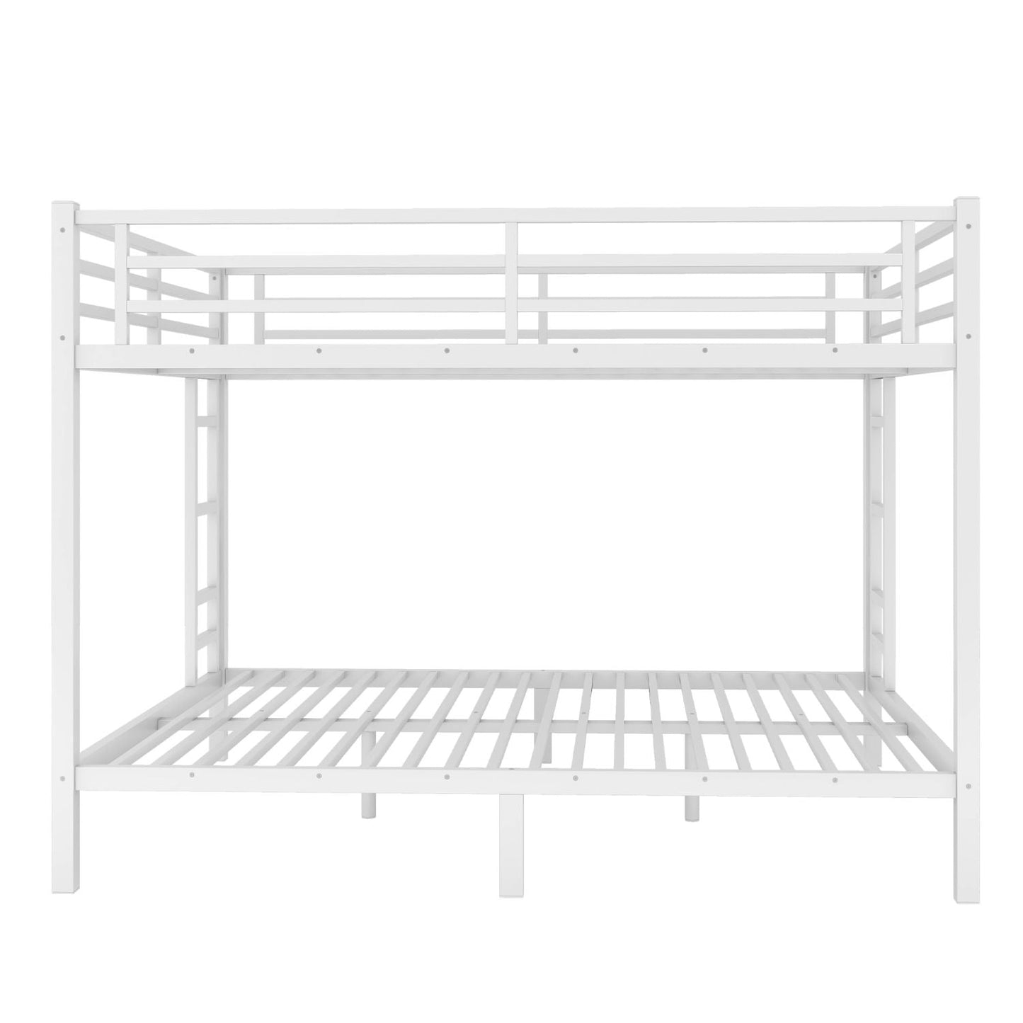 Heavy-Duty Queen Over Queen Metal Bunk Bed for Teens and Adults, Space-Saving, Noise Reduced, No Box Spring Needed, White | Just Better Bunk Beds