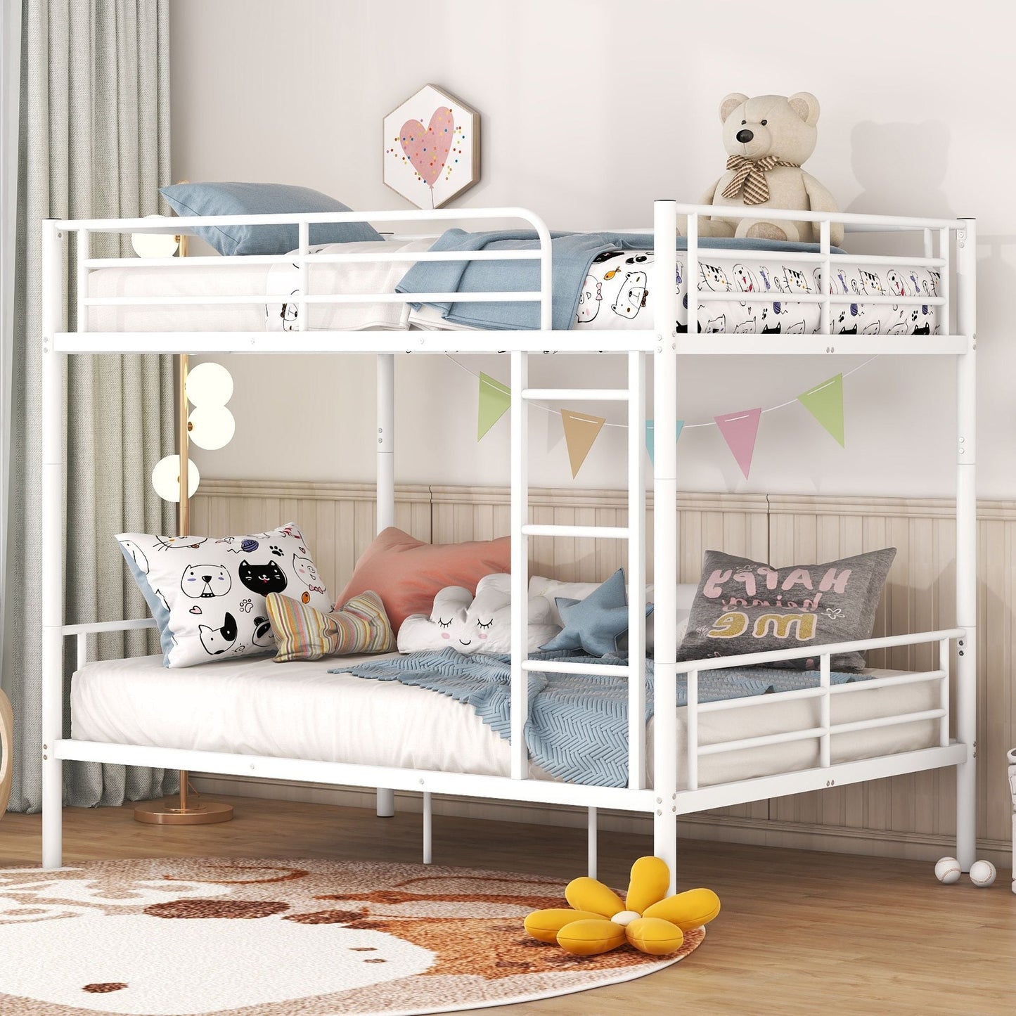 Full Over Full Metal Bunk Bed,  White