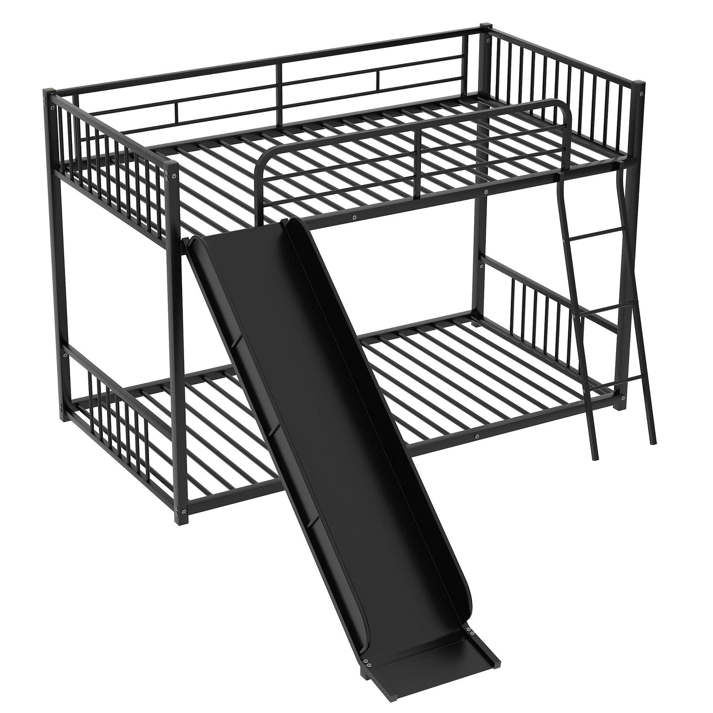 Space-Saving Metal Bunk Bed with Slide Twin Over Twin, White | Just Better Bunk Beds