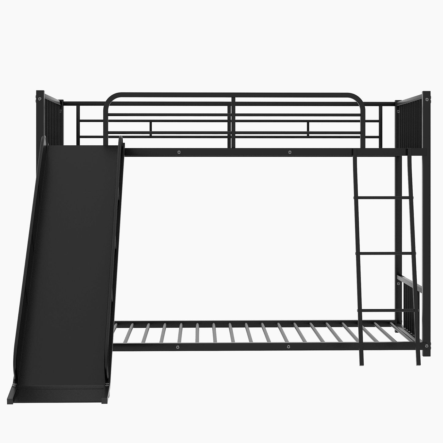 Space-Saving Metal Bunk Bed with Slide Twin Over Twin, White | Just Better Bunk Beds