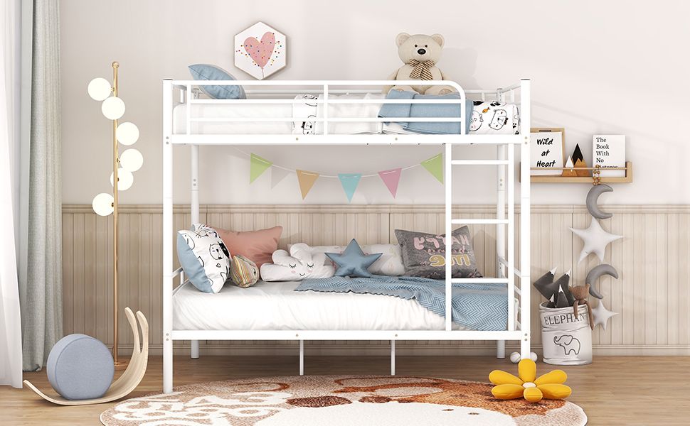 Space-Saving Full Over Full Metal Bunk Bed, Available in Black, Silver, and White | Just Better Bunk Beds