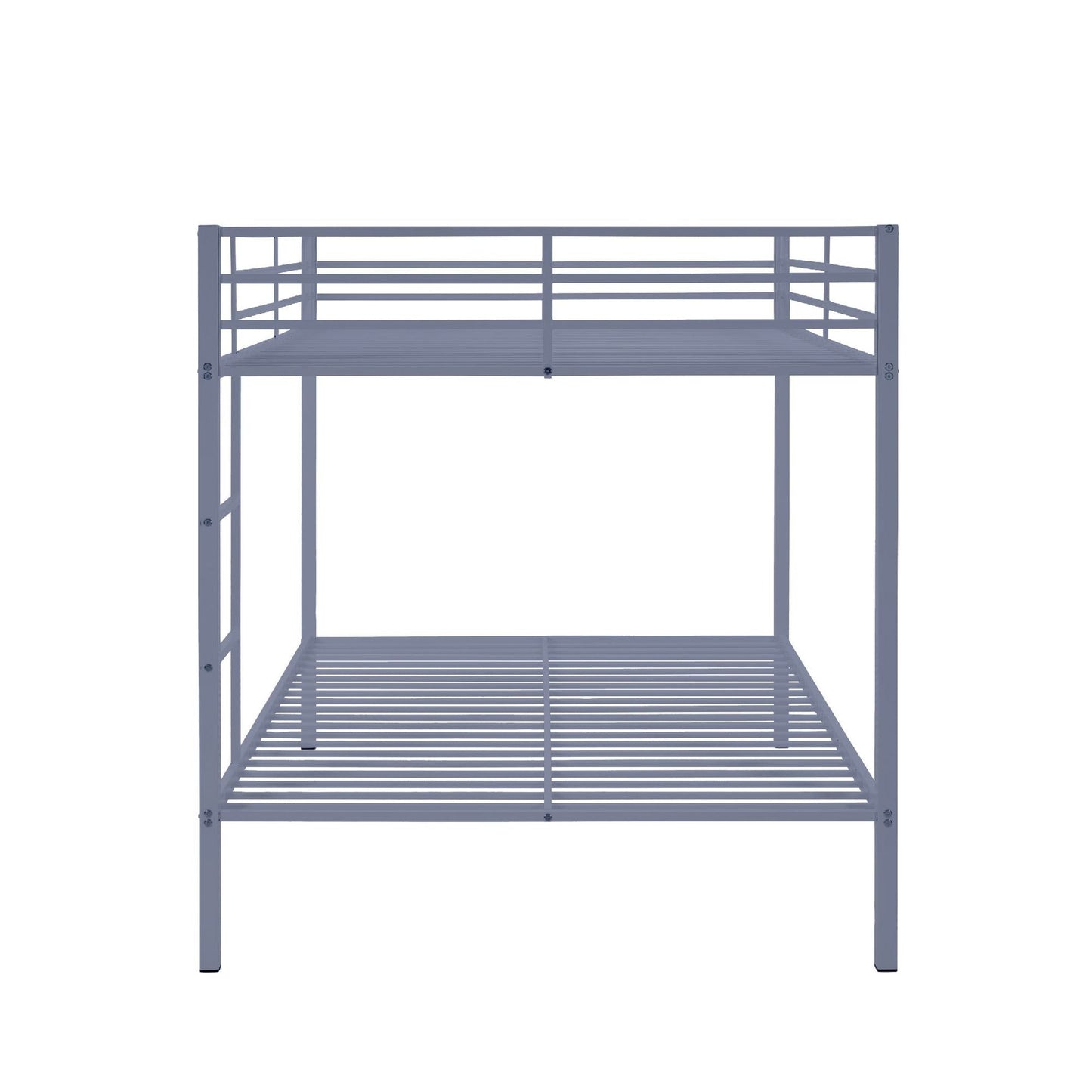 Heavy-Duty Full Over Full Metal Bunk Bed with Built-in Ladder and Safety Guard Rail, Gray | Just Better Bunk Beds
