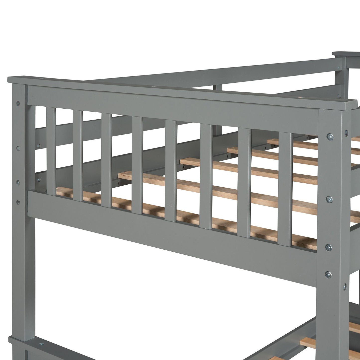 Storage-Enhanced Twin Over Twin Wood Bunk Bed with Ladders, Two Drawers, White | Just Better Bunk Beds