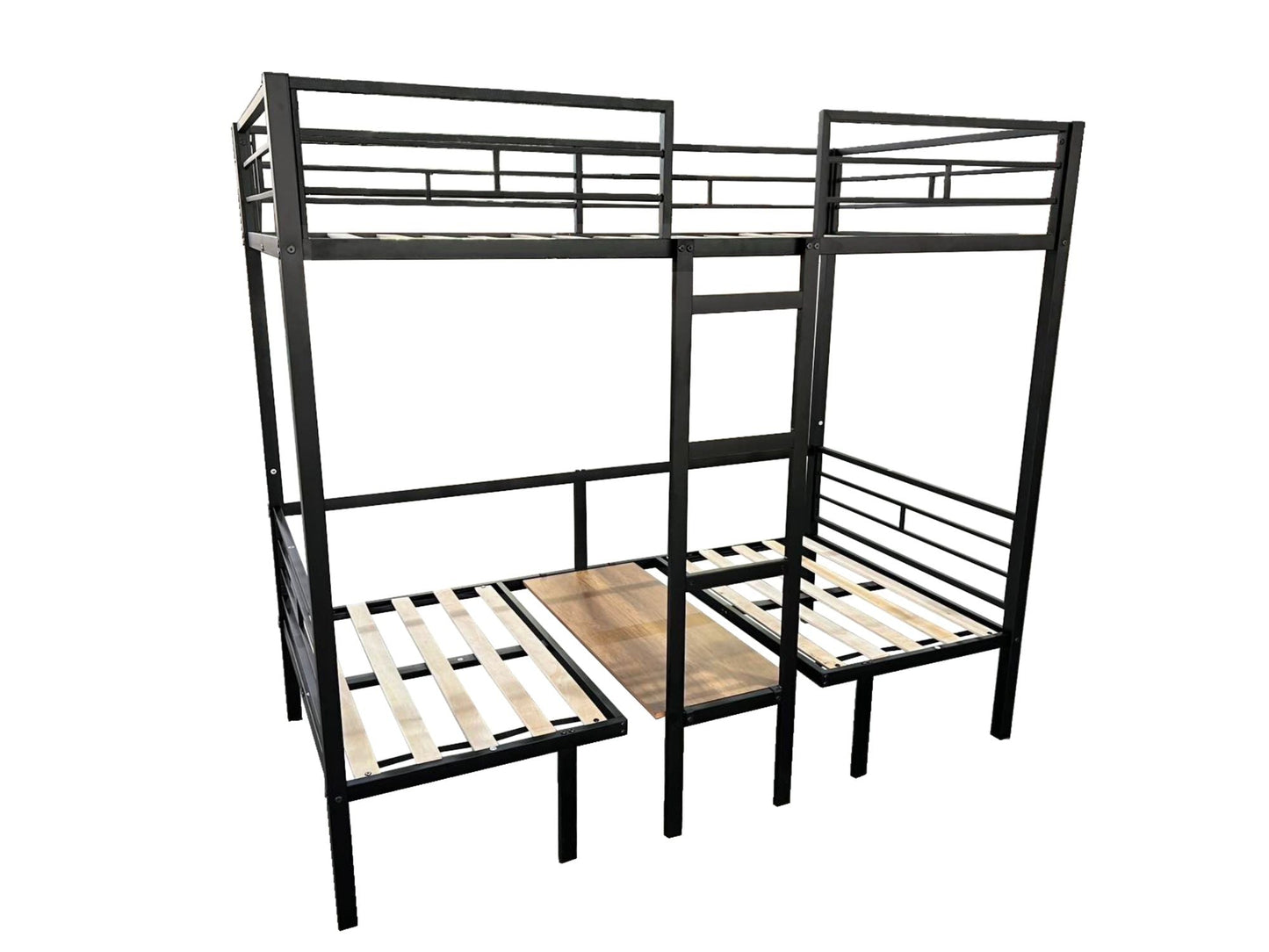 Transformable Full Over Full Wood Loft Bed with Table Set, Black | Just Better Bunk Beds