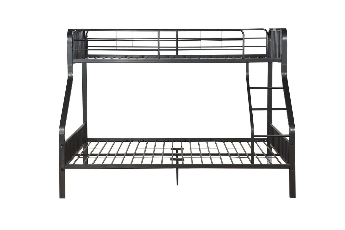 House-Style Twin XL Over Queen Wood Bunk Bed, Gray Gunmetal Finish | Just Better Bunk Beds