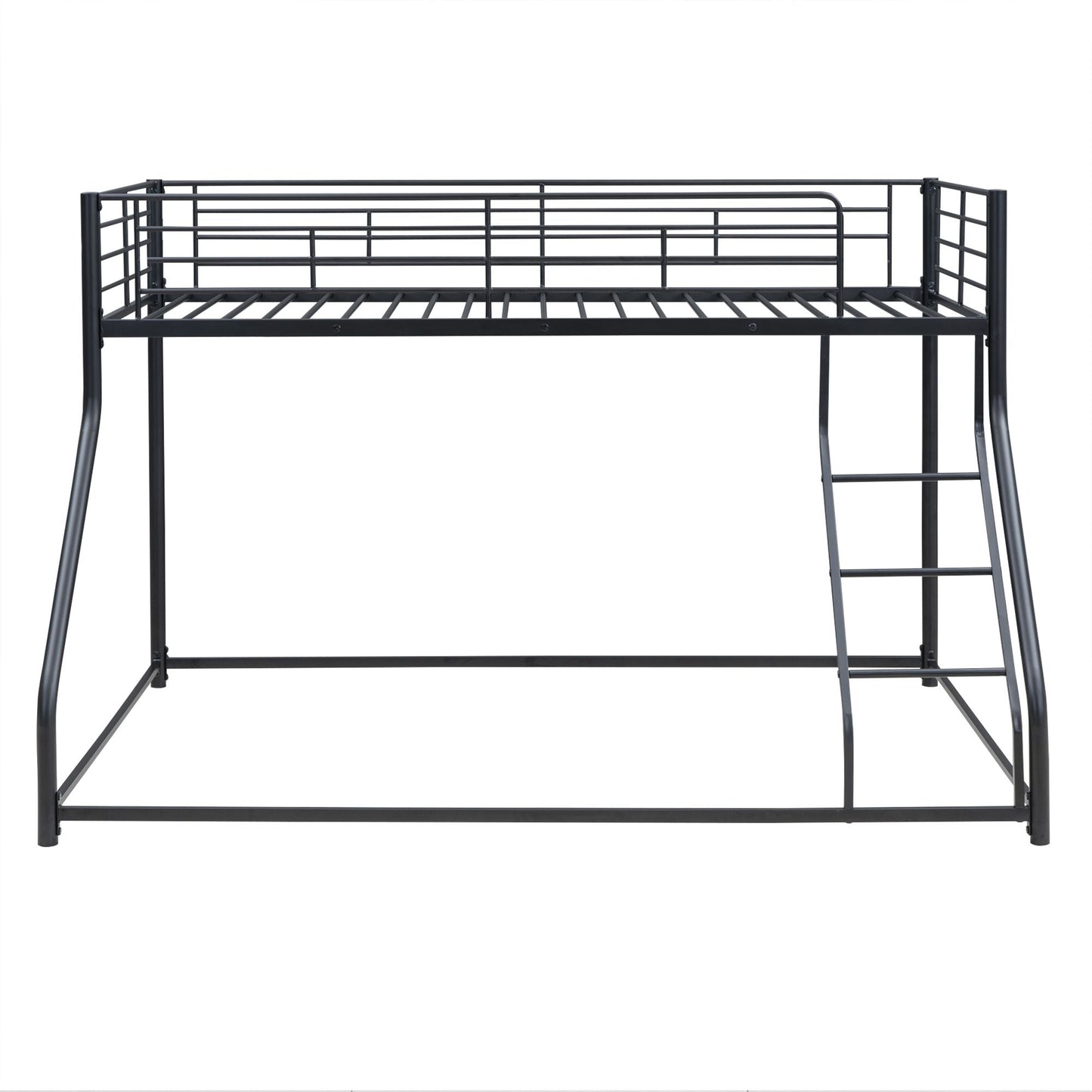 Space-Saving Twin XL Over Queen Metal Floor Bunk Bed, Black | Just Better Bunk Beds