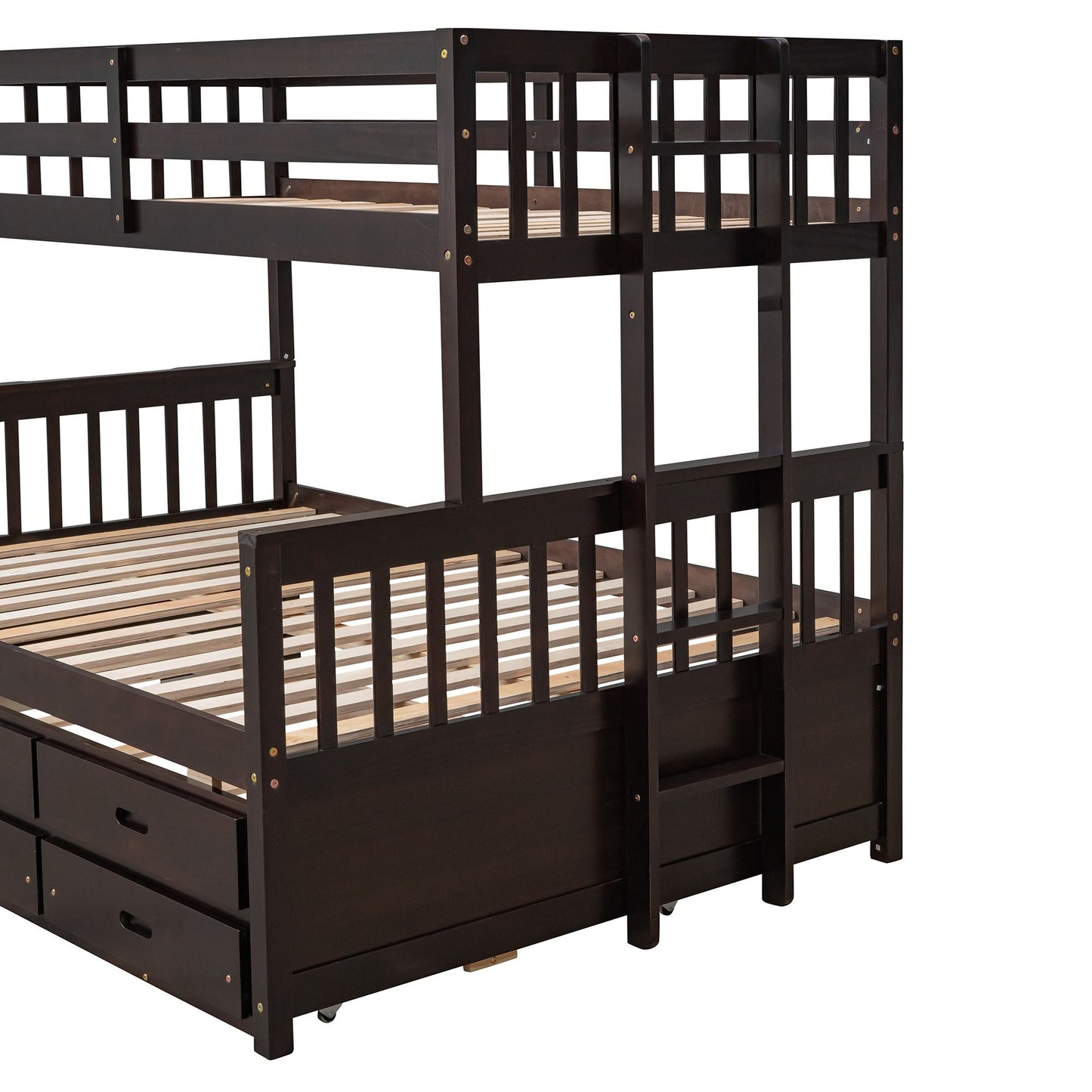Versatile Twin Over Full Wood Bunk Bed, White with Trundle and Drawers | Just Better Bunk Beds