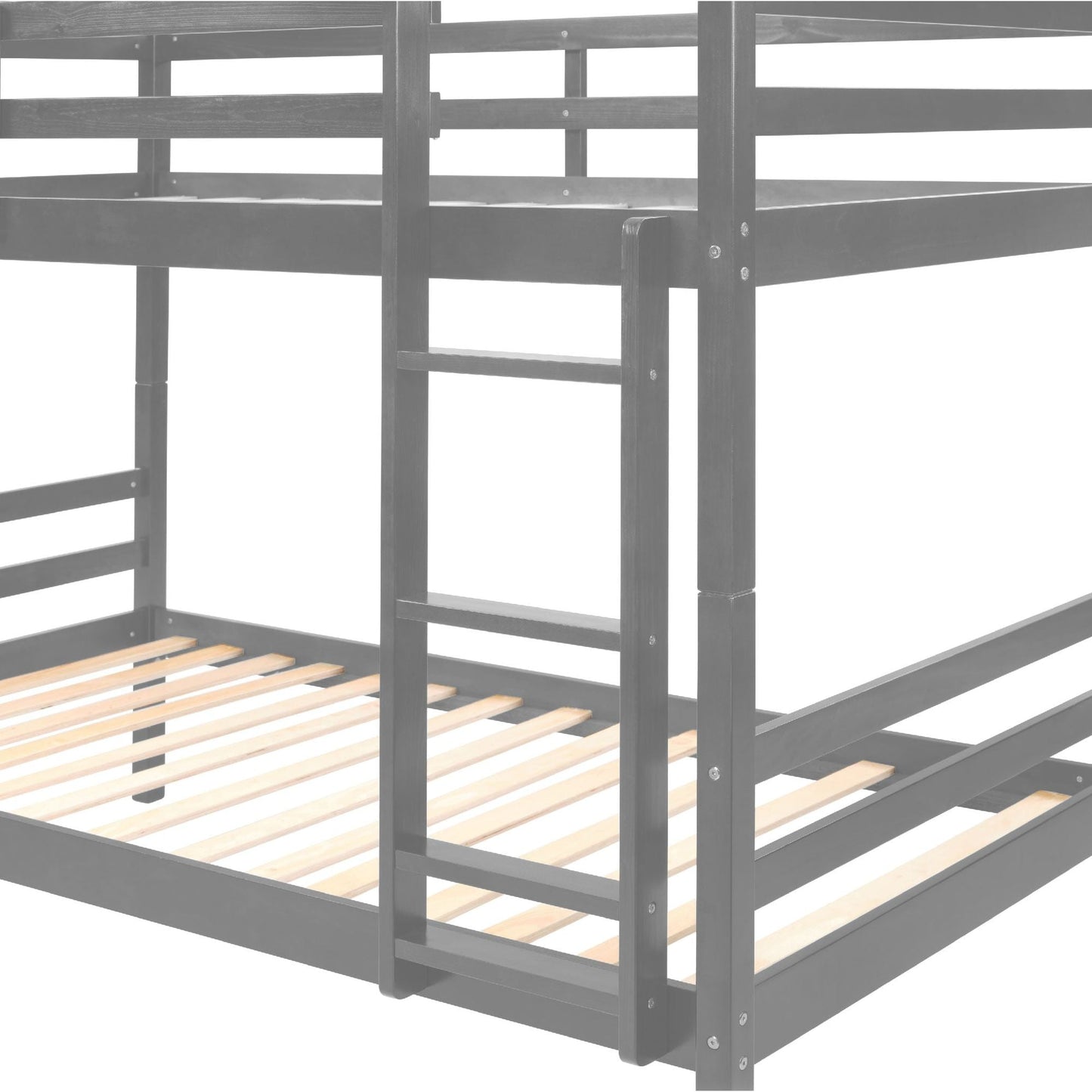 Twin over Twin Bunk Bed with Ladder,Wooden Bunk Bed with High Guardrail and Ladder for Kids, Teens, Dorm Rooms, and Guest Rooms,No Box Spring Needed,Grey