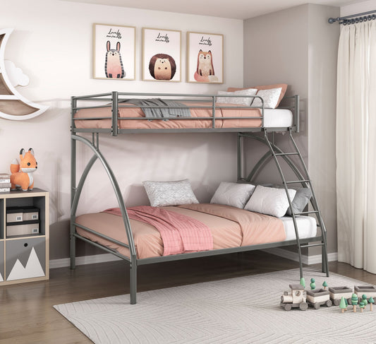 Youth Space-Saving Twin Over Full Metal Bunk Bed, Gray | Just Better Bunk Beds