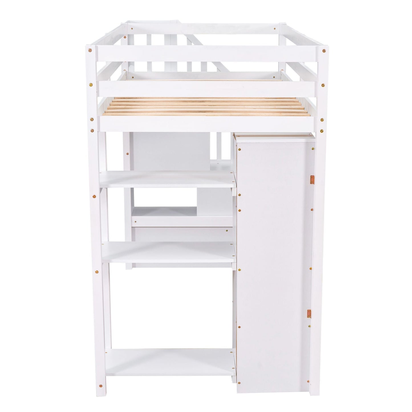 Kids Bedroom Twin Wood Loft Bed with Storage Drawers and Stairs, Espresso | Just Better Bunk Beds