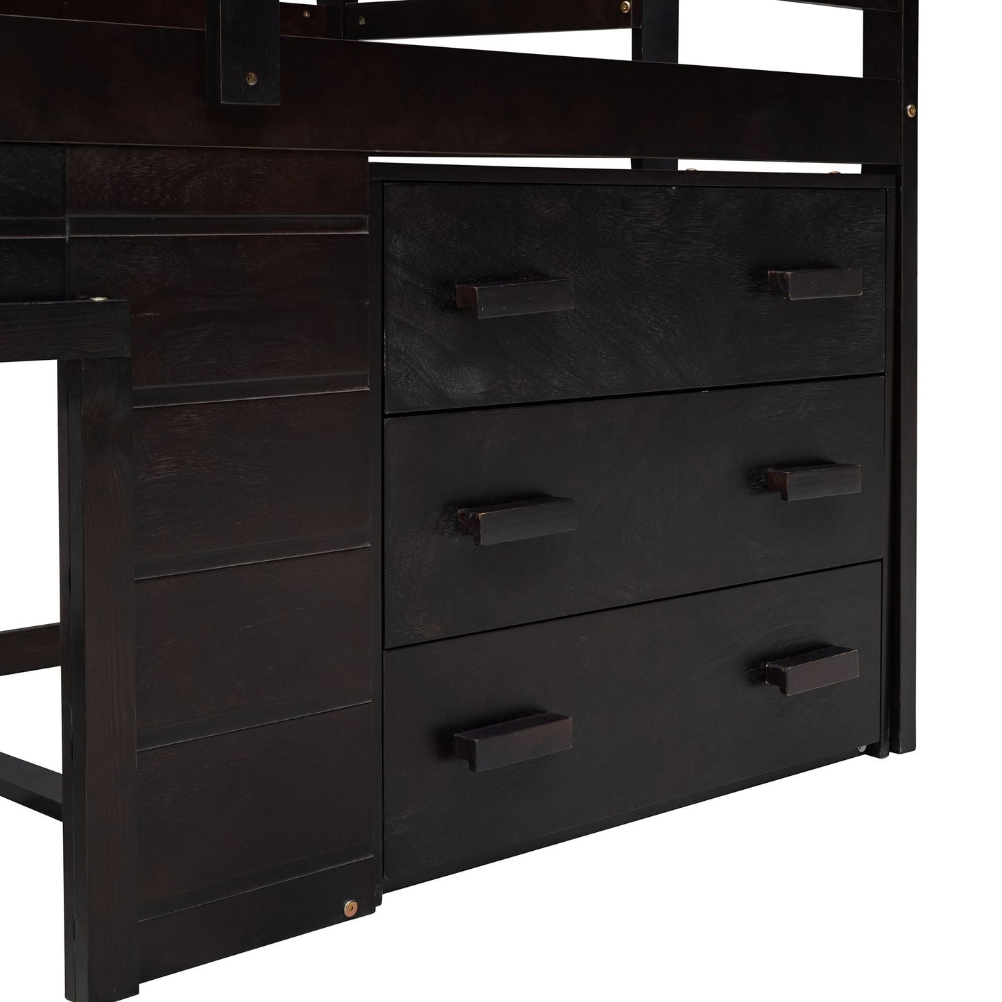 Kids Bedroom Twin Wood Loft Bed with Cabinet and Shelf, White | Just Better Bunk Beds