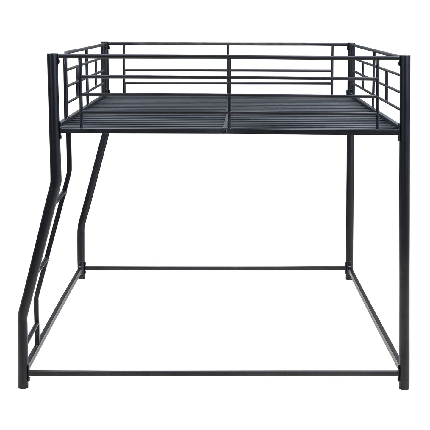 Shared Room Solution Full XL Over Queen Metal Floor Bunk Bed, Black | Just Better Bunk Beds