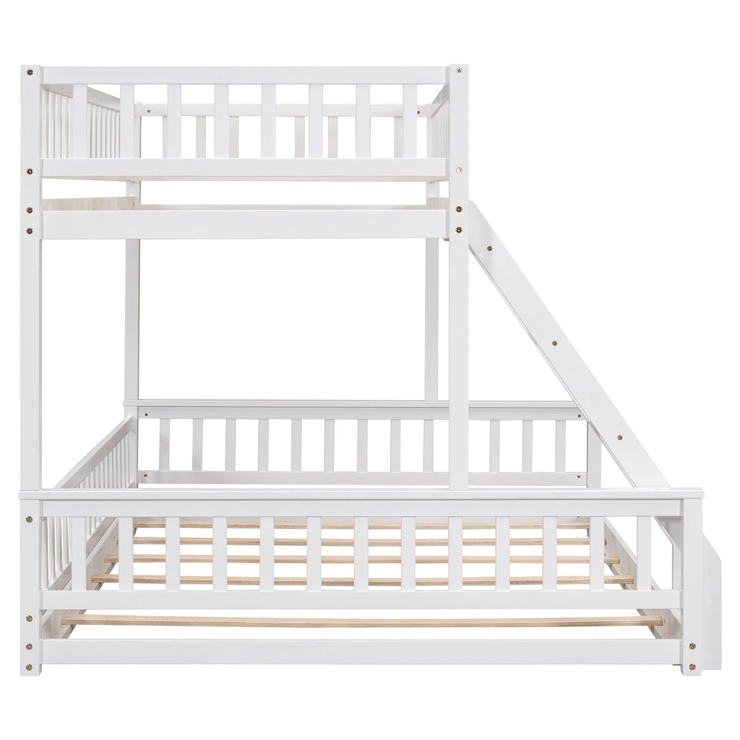 Shared Room Solution Twin XL Over Queen Wood Bunk Bed, White | Just Better Bunk Beds