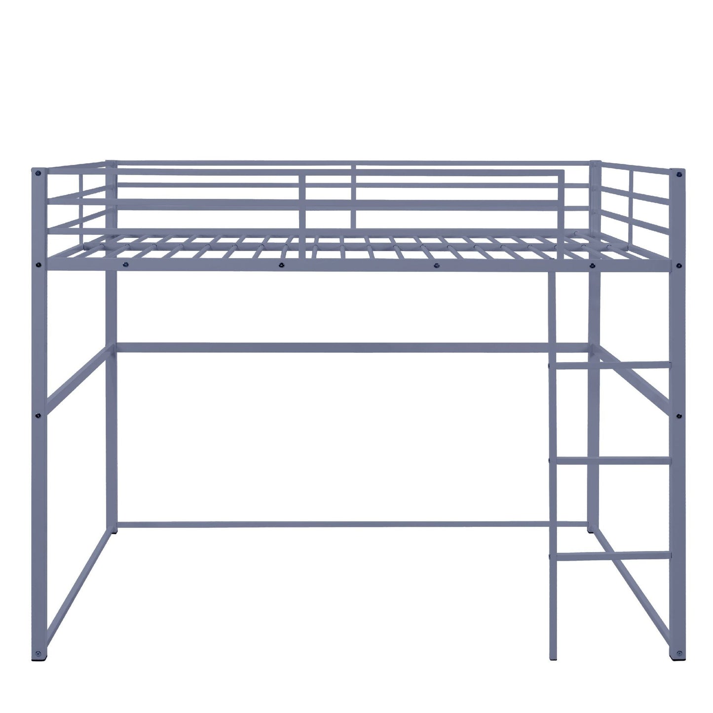 Heavy-Duty Full Metal Loft Bed with Guard Rails and Ladder, Gray | Just Better Bunk Beds