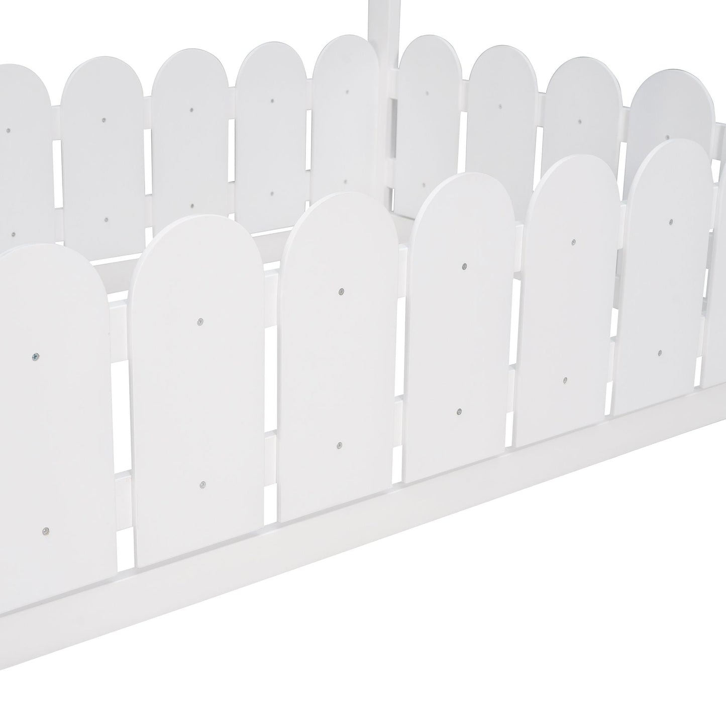 House-Style Twin Wood Bed Frame with Fence for Kids and Teens, Espresso, Gray, White | Just Better Bunk Beds