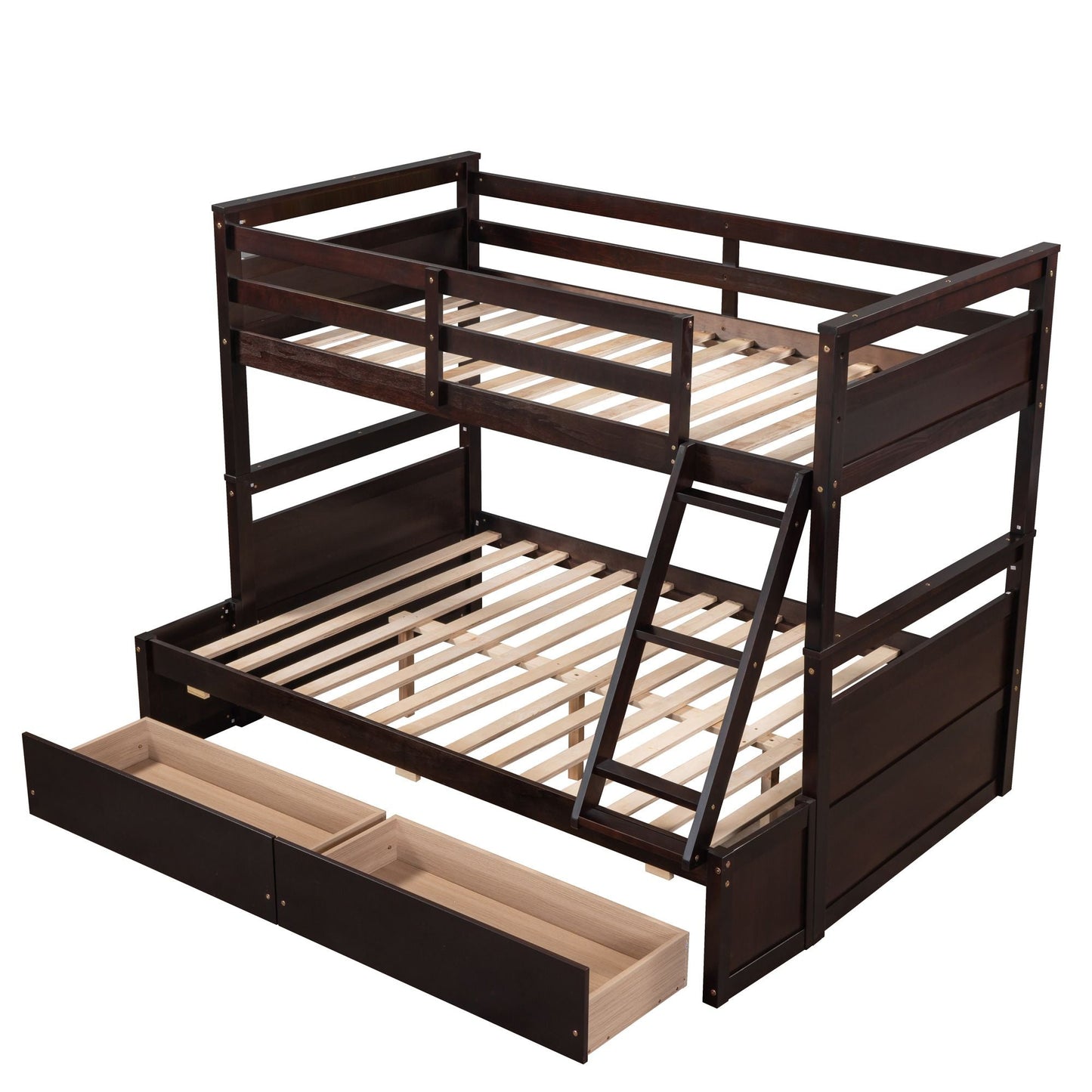 Space-Saving Twin Over Full Wood Bunk Bed with Storage, White | Just Better Bunk Beds