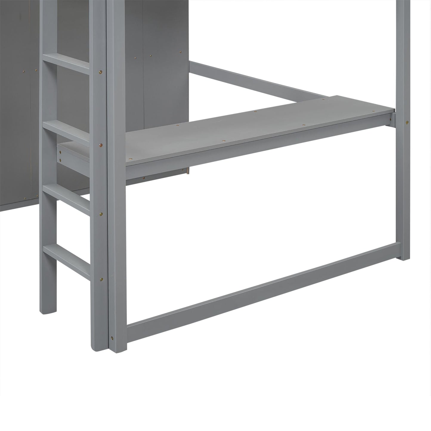 Space-Saving Full Wood Loft Bed with Built-in Wardrobe, Desk & Storage, Gray | Just Better Bunk Beds