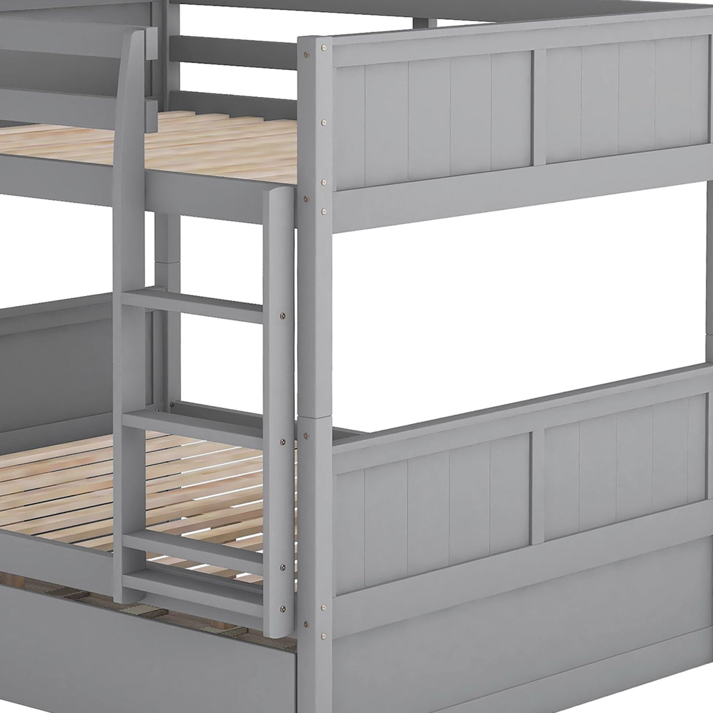 Shared Room Solution Full Over Full Wood Bunk Bed with Twin Trundle, White | Just Better Bunk Beds