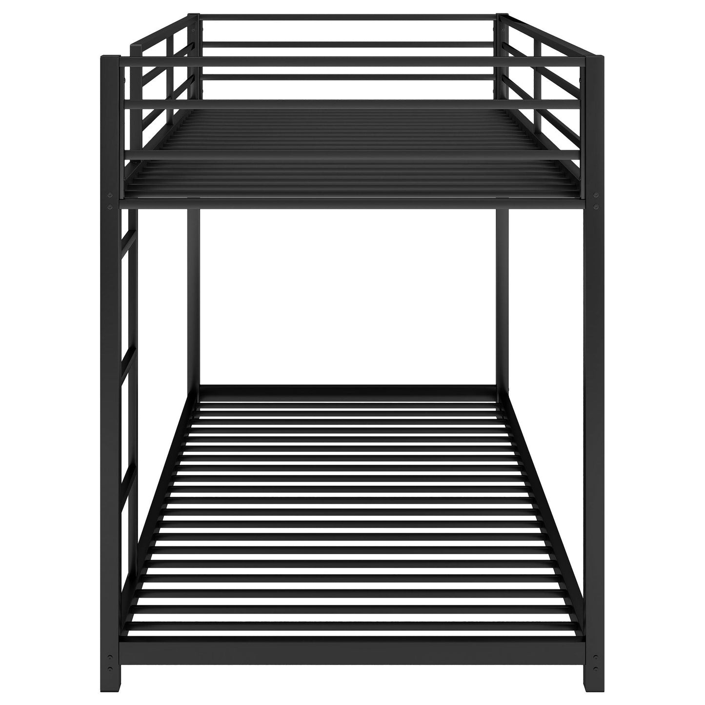 Low Profile Twin Over Twin Metal Bunk Bed with Ladder, White | Just Better Bunk Beds