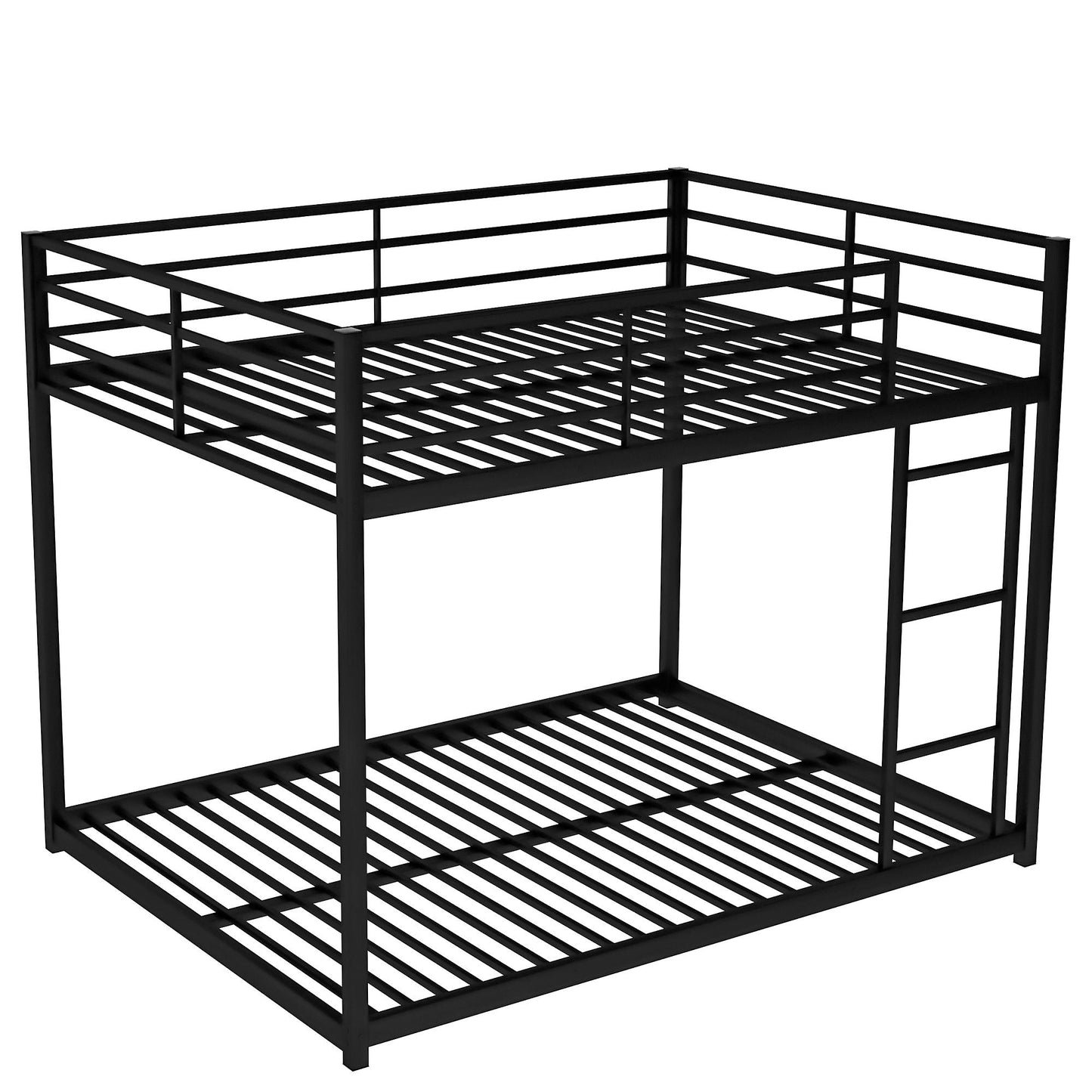 Space-Saving Low Full Over Full Metal Bunk Bed with Ladder, Black | Just Better Bunk Beds