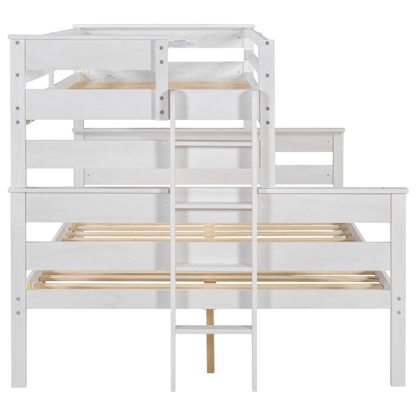 Shared Room Solution Twin XL Over Queen Wood Bunk Bed with Ladder, White | Just Better Bunk Beds