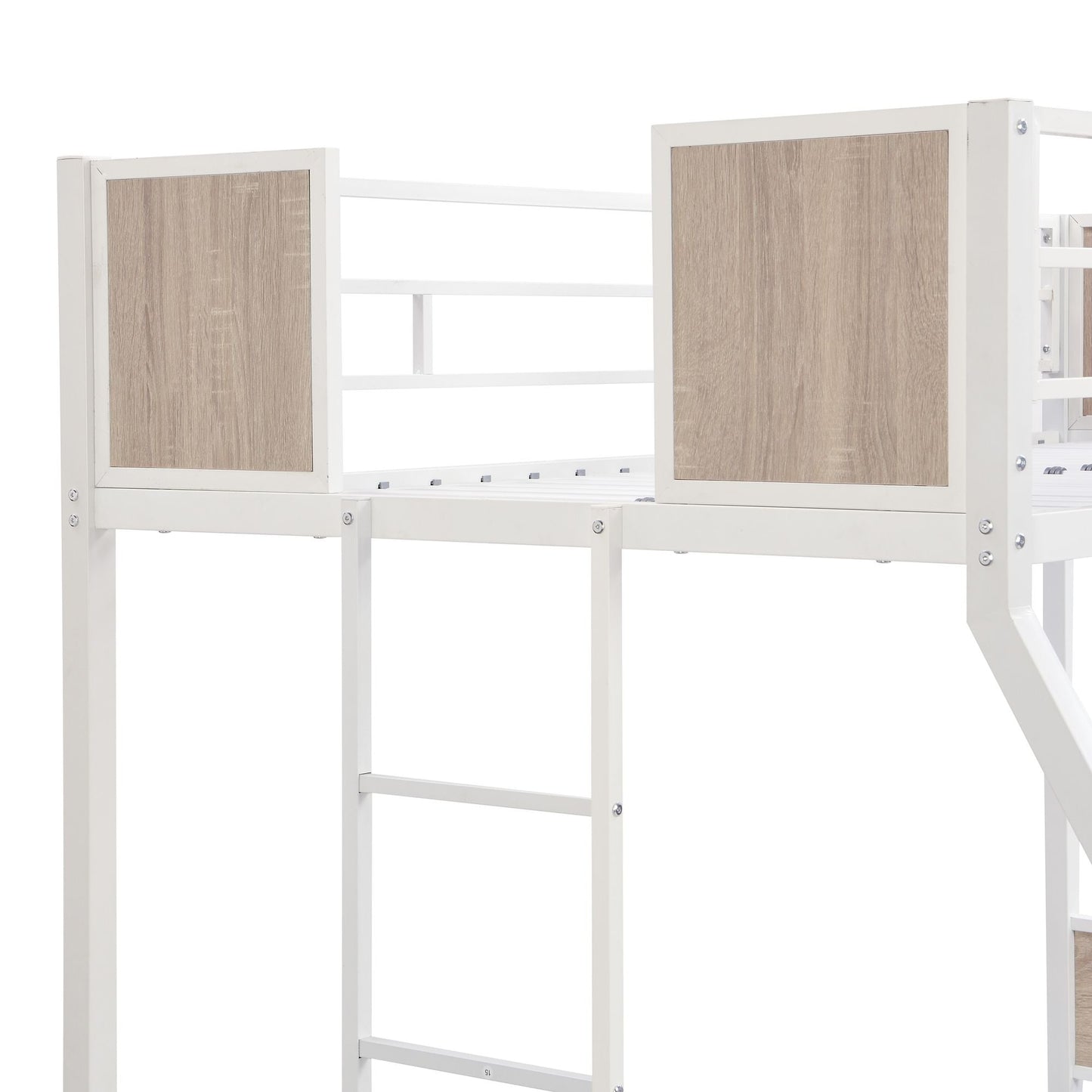 Twin Over FULL Metal Bunk Bed with Trundle 2 - Side Ladder and Full-Length Guardrail,  No Box Spring Needed,  Large Under Bed Storage,  Easy Assemble
