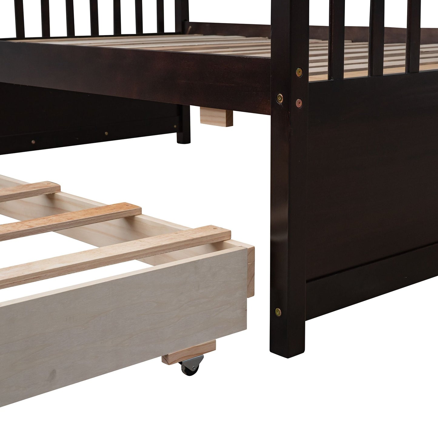 Shared Room Solution Twin Over Full Wood Bunk Bed with Twin Trundle and Drawers, White | Just Better Bunk Beds