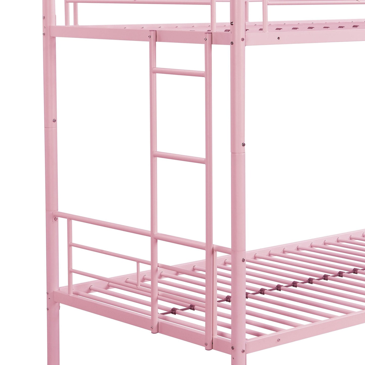 Shared Room Solution Twin Over Twin Metal Bunk Bed with 2 Ladders and Full-Length Guardrail, Black | Just Better Bunk Beds