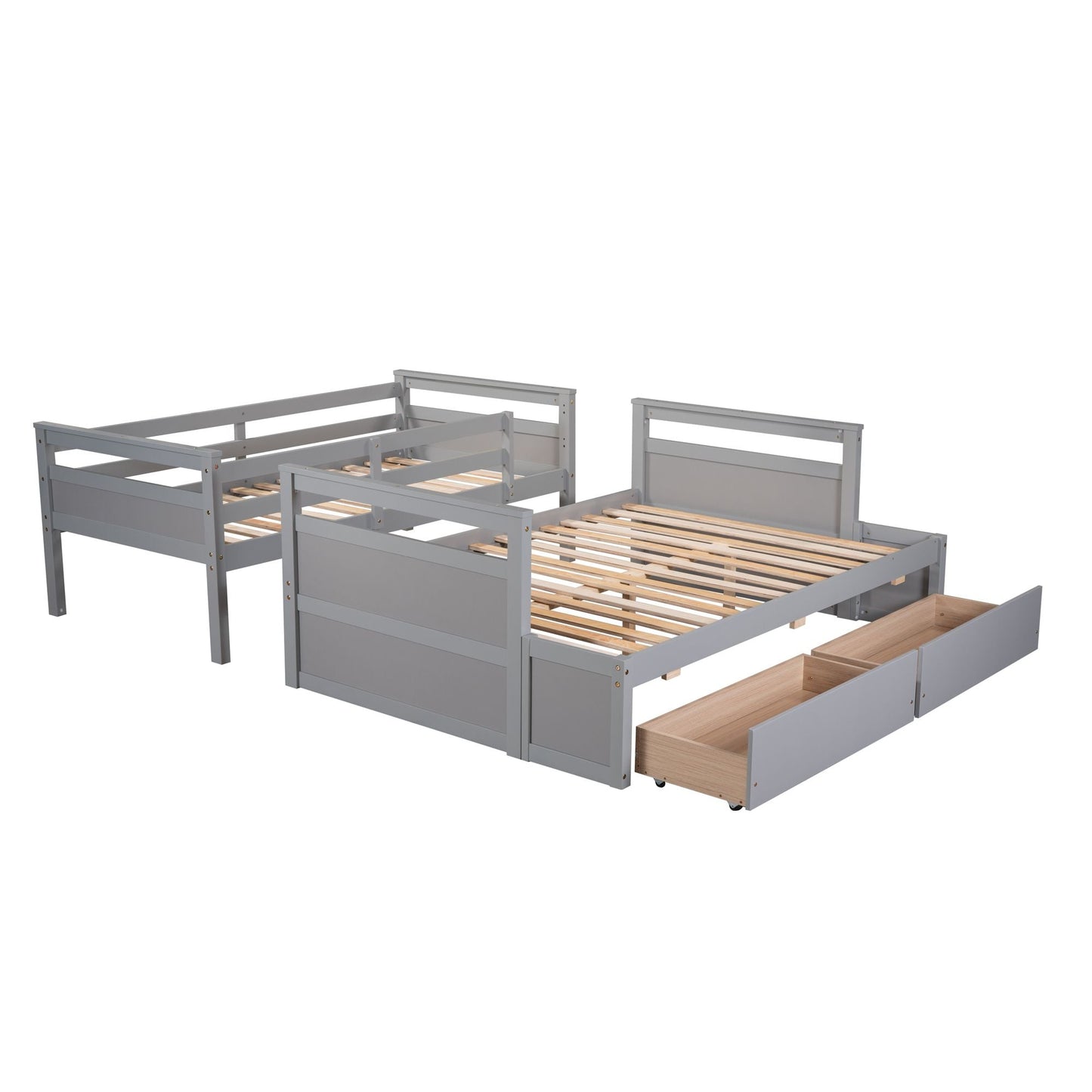 Space-Saving Twin Over Full Wood Bunk Bed with Storage, White | Just Better Bunk Beds