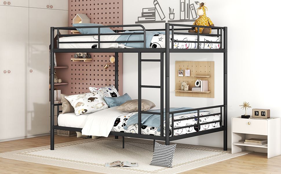 Space-Saving Full Over Full Metal Bunk Bed, Available in Black, Silver, and White | Just Better Bunk Beds