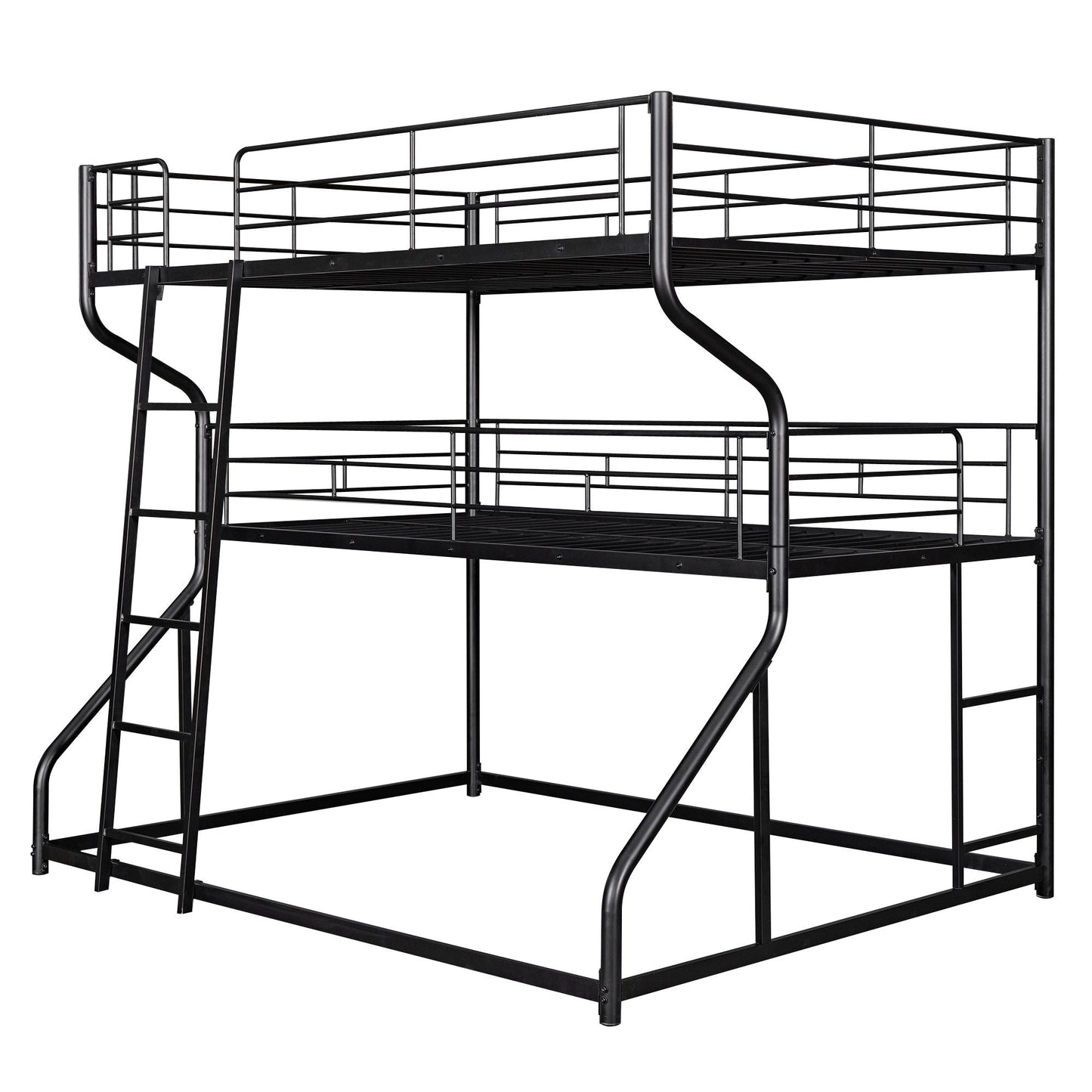 Shared Room Solution Full XL Over Twin XL Over Queen Wood Triple Bunk Bed, White | Just Better Bunk Beds