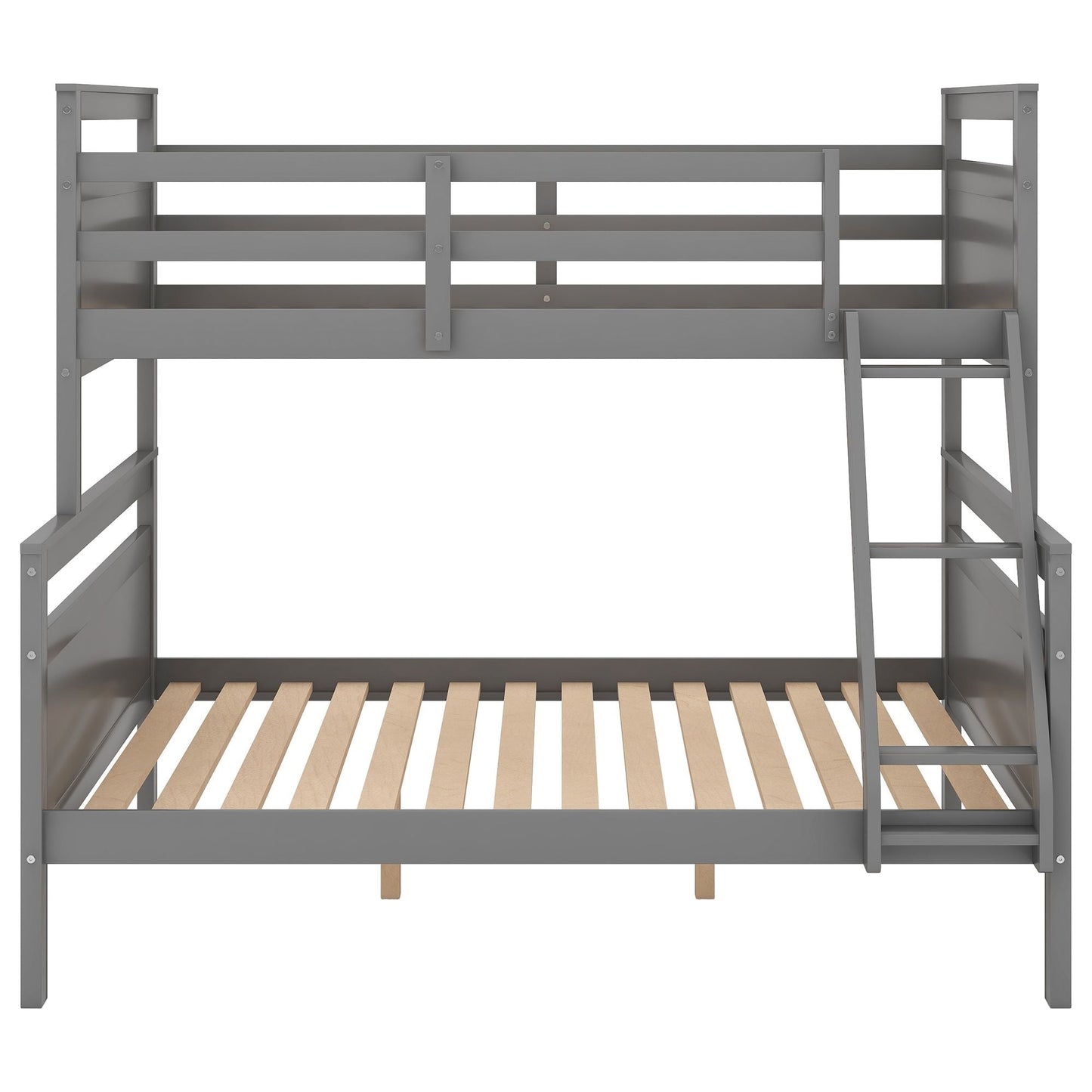 Twin over Full Bunk Bed with ladder,  Safety Guardrail,  Perfect for Bedroom,  Gray